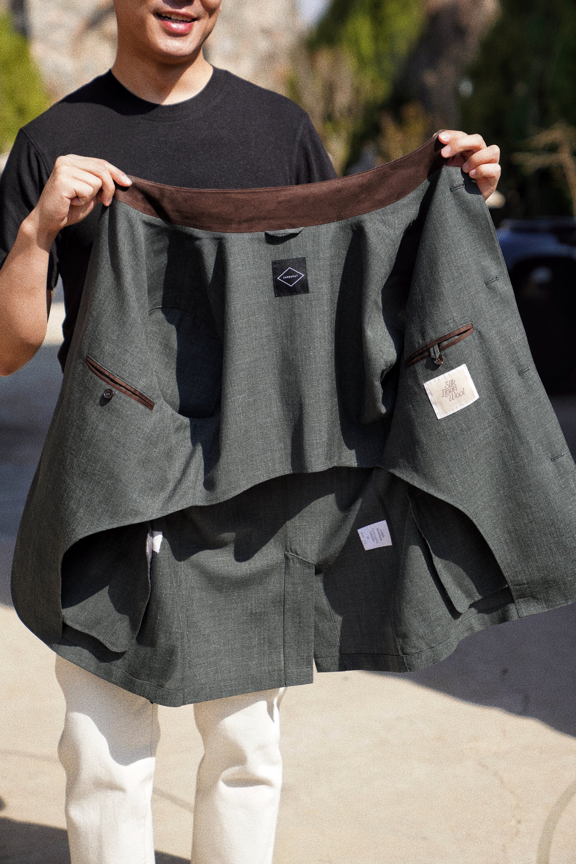 Turquoise Silk Linen Wool Earl Jacket #260