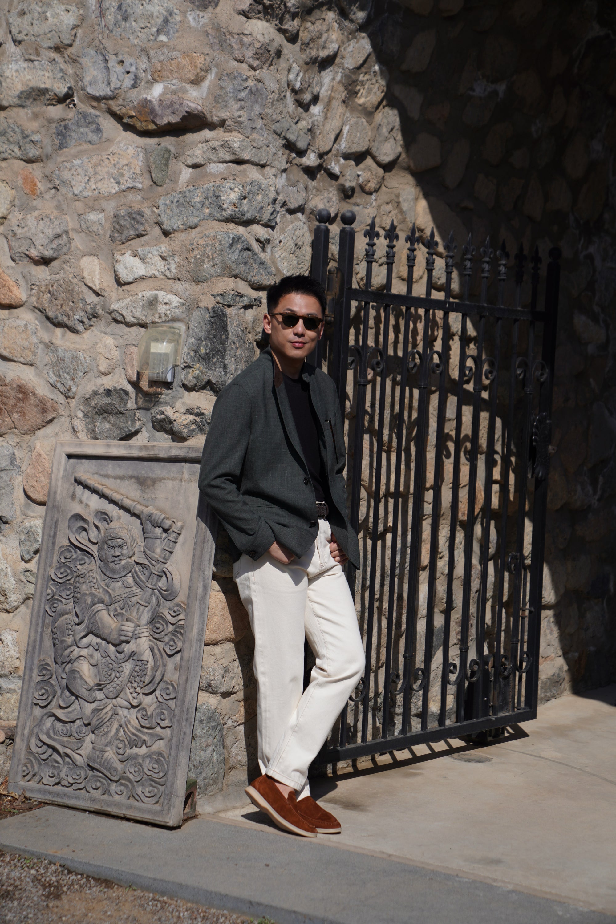Turquoise Silk Linen Wool Earl Jacket #260