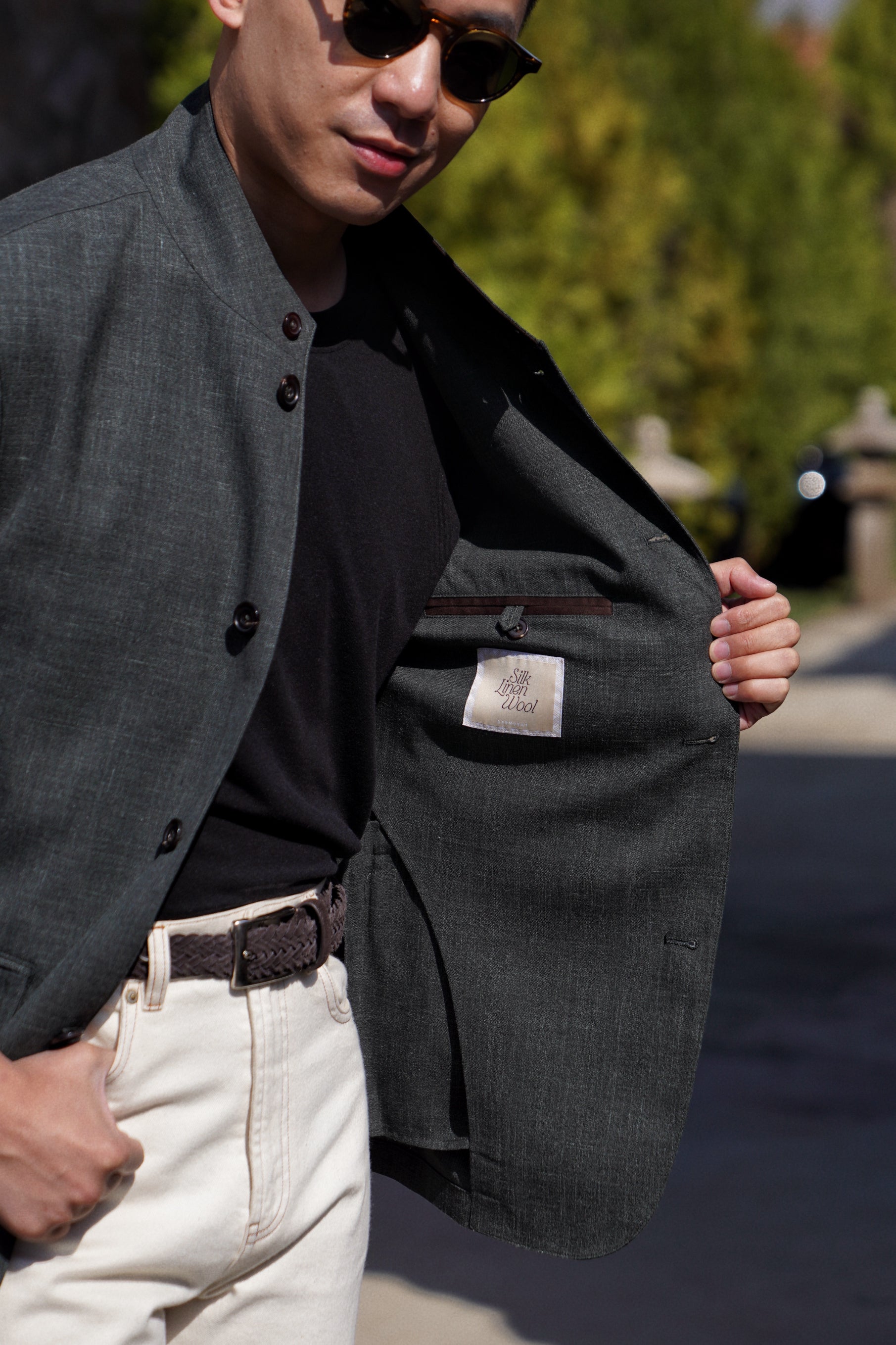 Turquoise Silk Linen Wool Earl Jacket #260