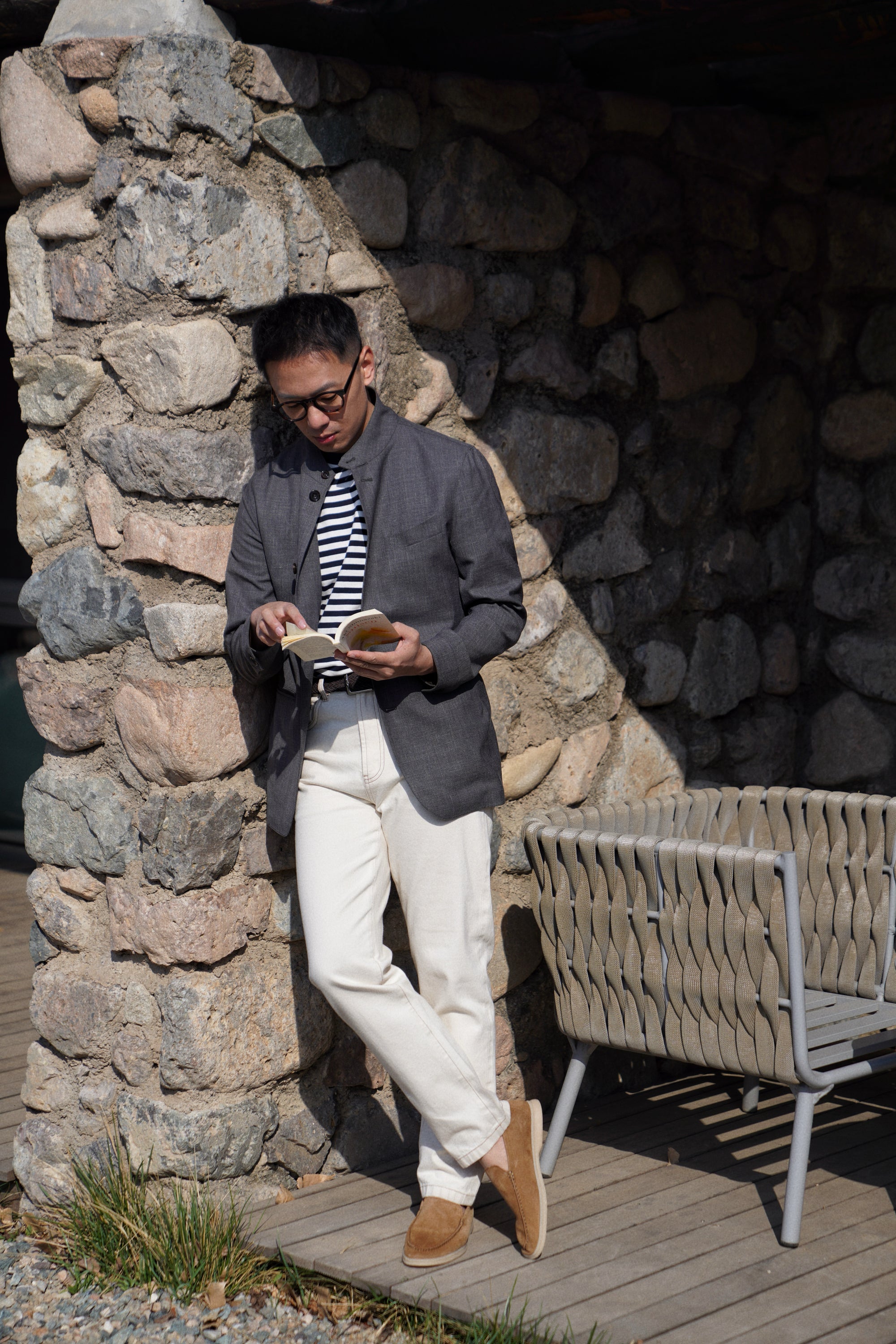 Mid Grey Silk Linen Wool Earl Jacket #261