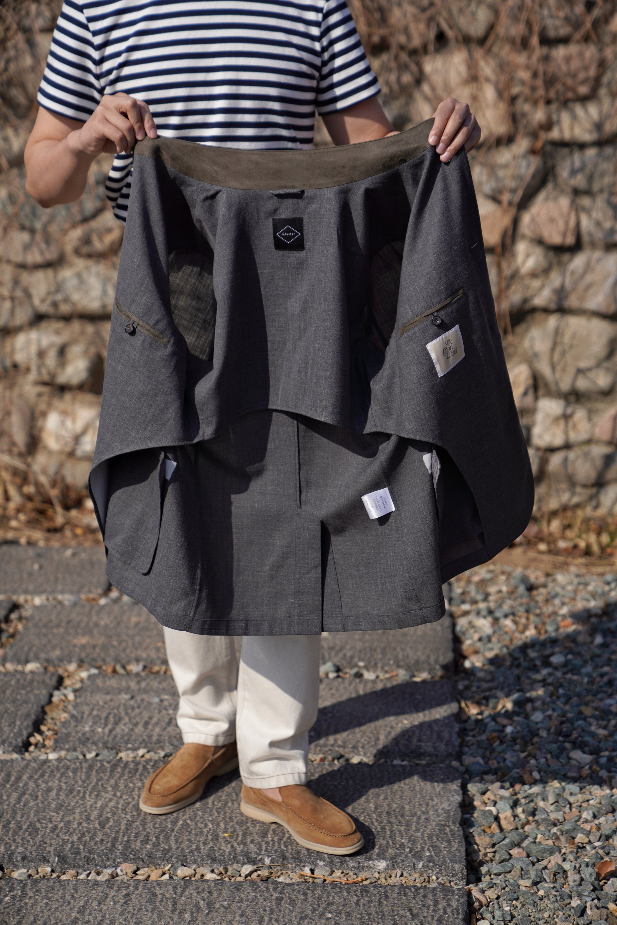 Mid Grey Silk Linen Wool Earl Jacket #261