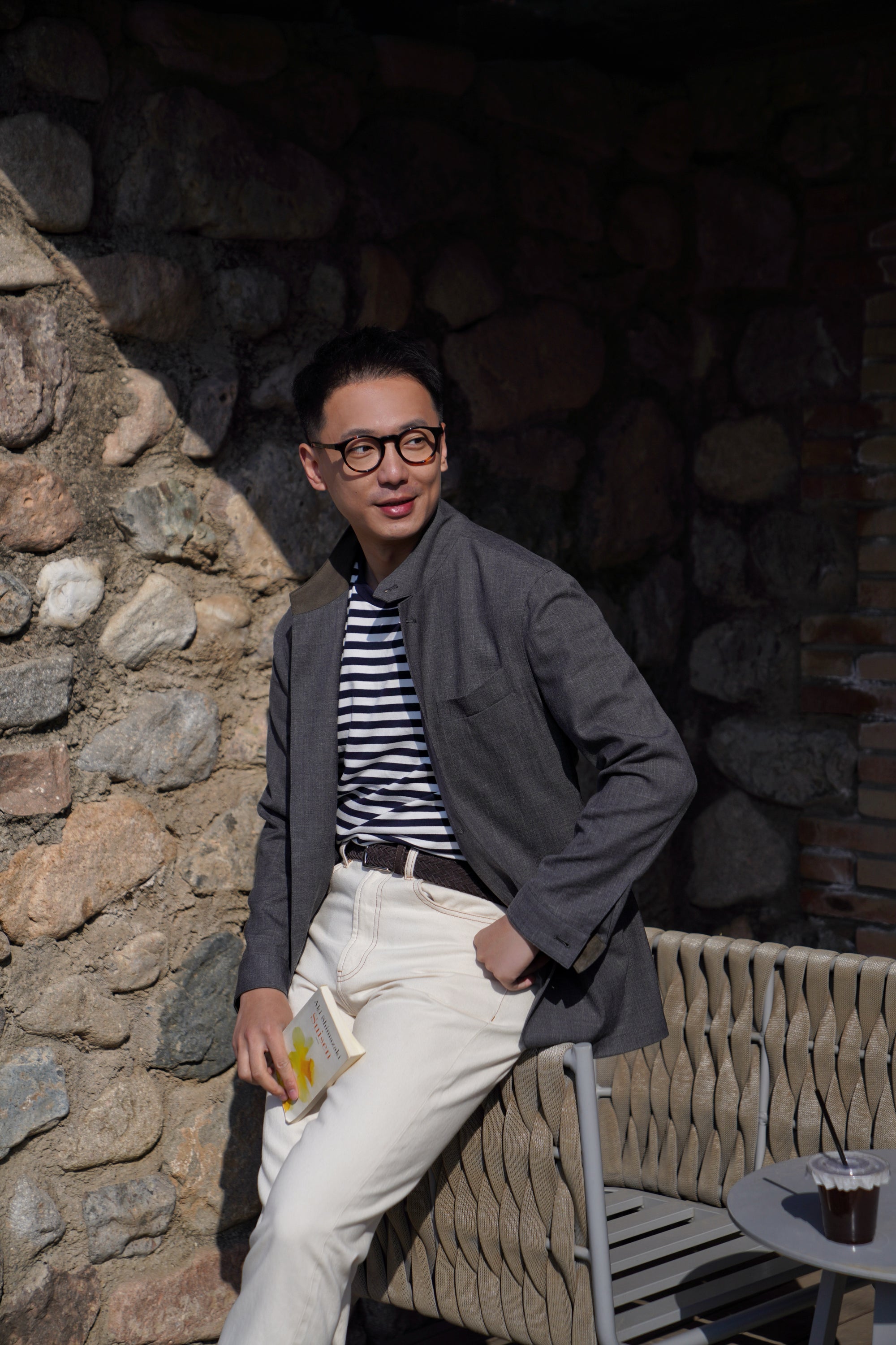 Mid Grey Silk Linen Wool Earl Jacket #261