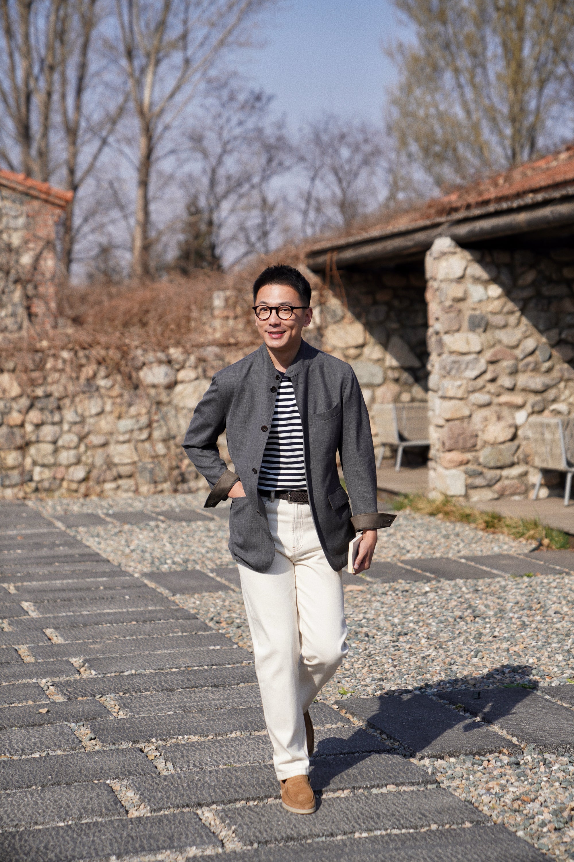 Mid Grey Silk Linen Wool Earl Jacket #261