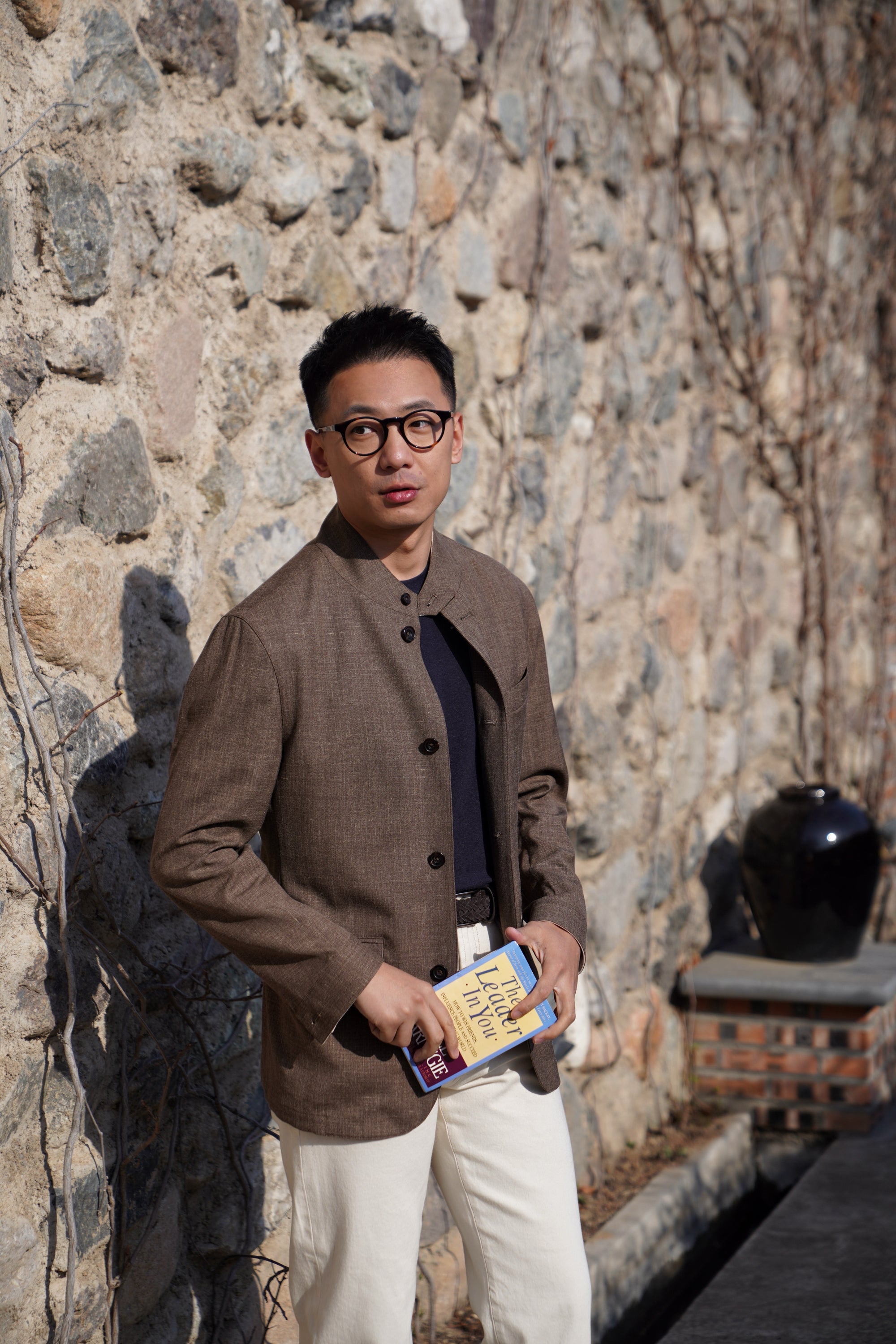 Brown Silk Linen Wool Earl Jacket #259