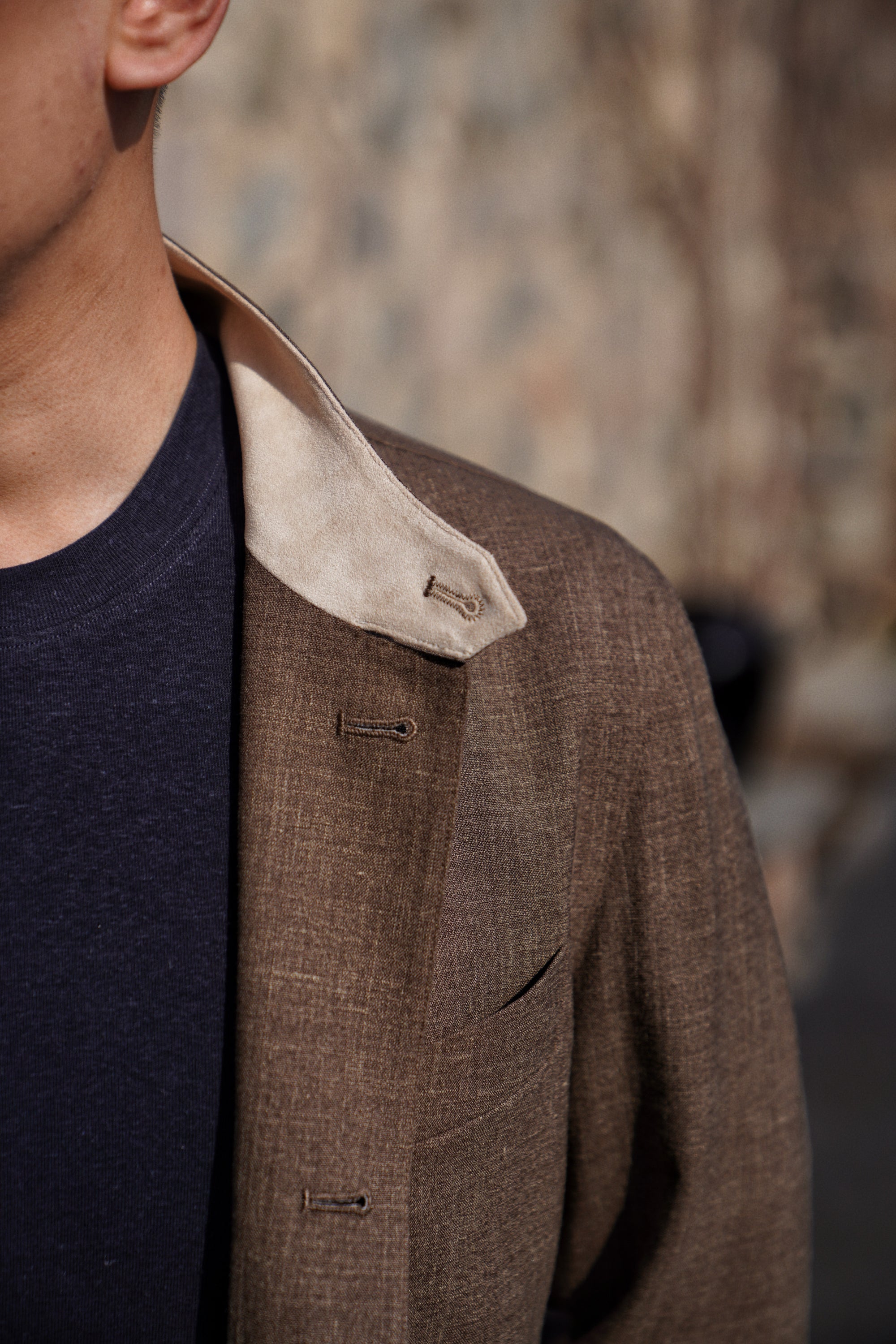 Brown Silk Linen Wool Earl Jacket #259