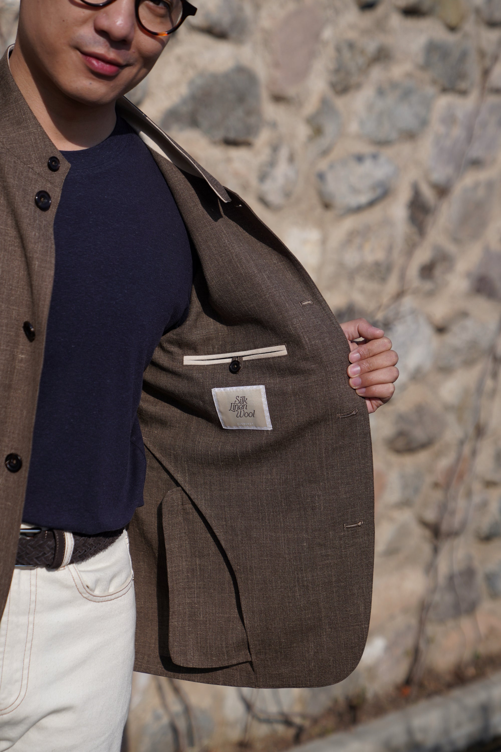 Brown Silk Linen Wool Earl Jacket #259