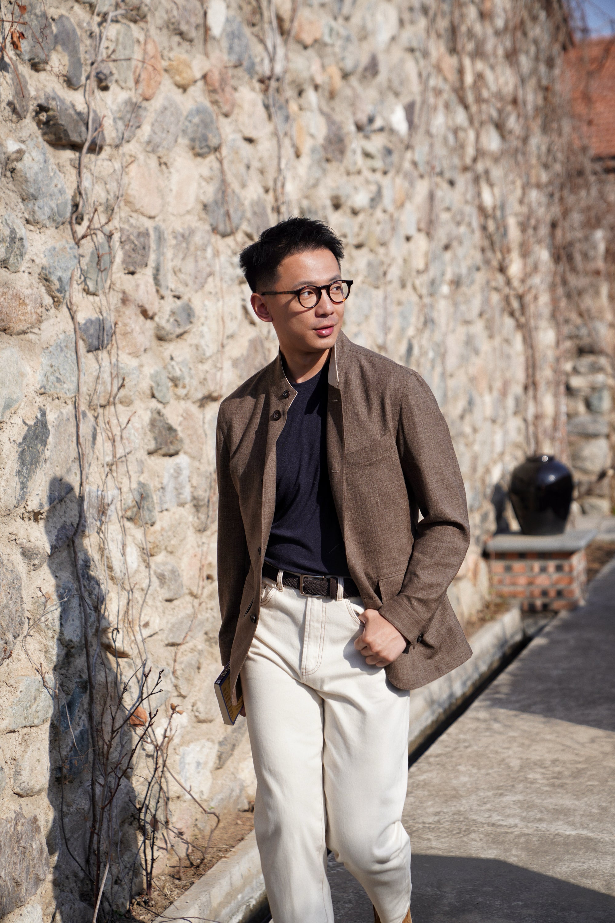 Brown Silk Linen Wool Earl Jacket #259