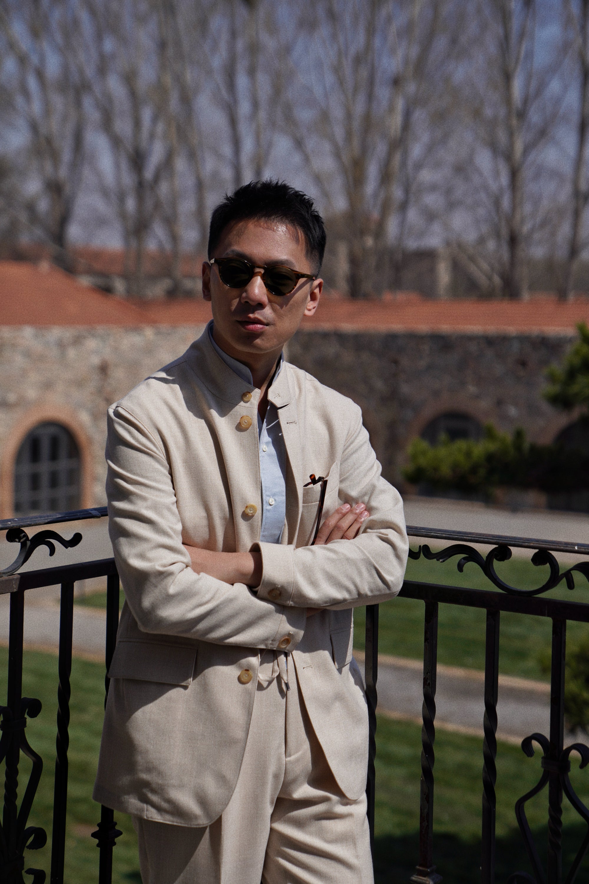 Beige Silk Linen Wool Earl Jacket #265