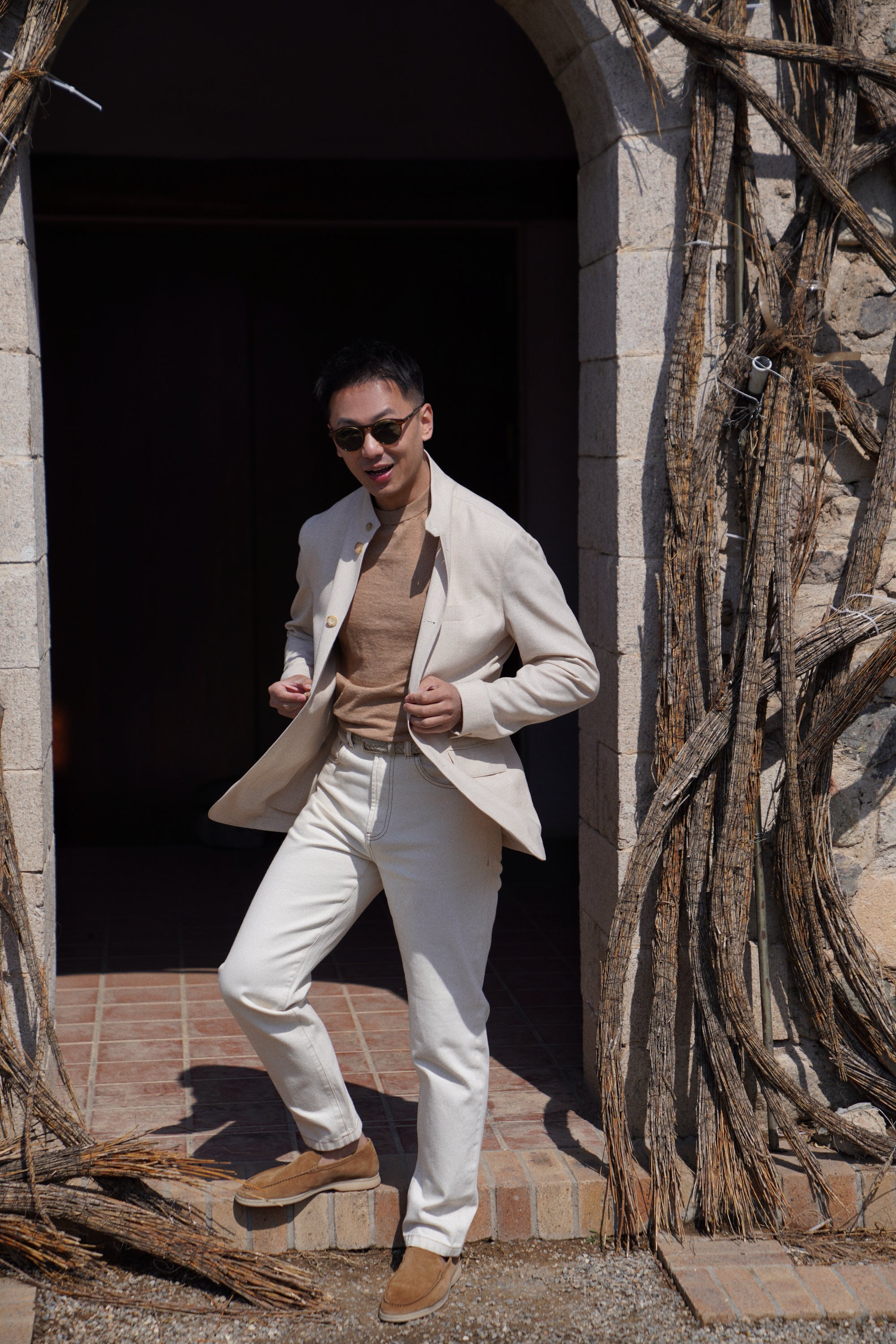 Beige Silk Linen Wool Earl Jacket #265