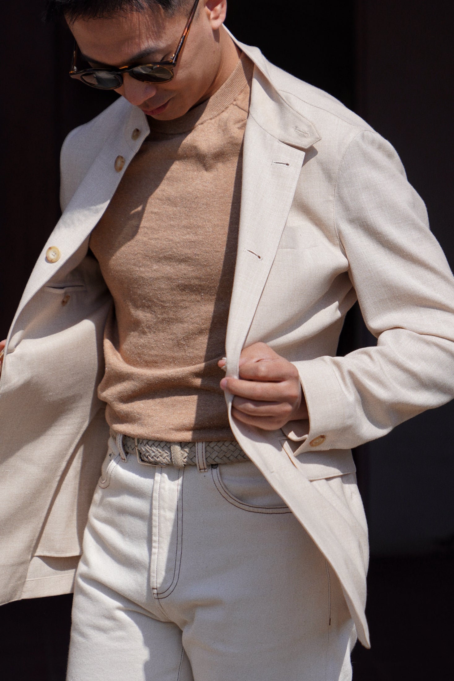 Beige Silk Linen Wool Earl Jacket #265