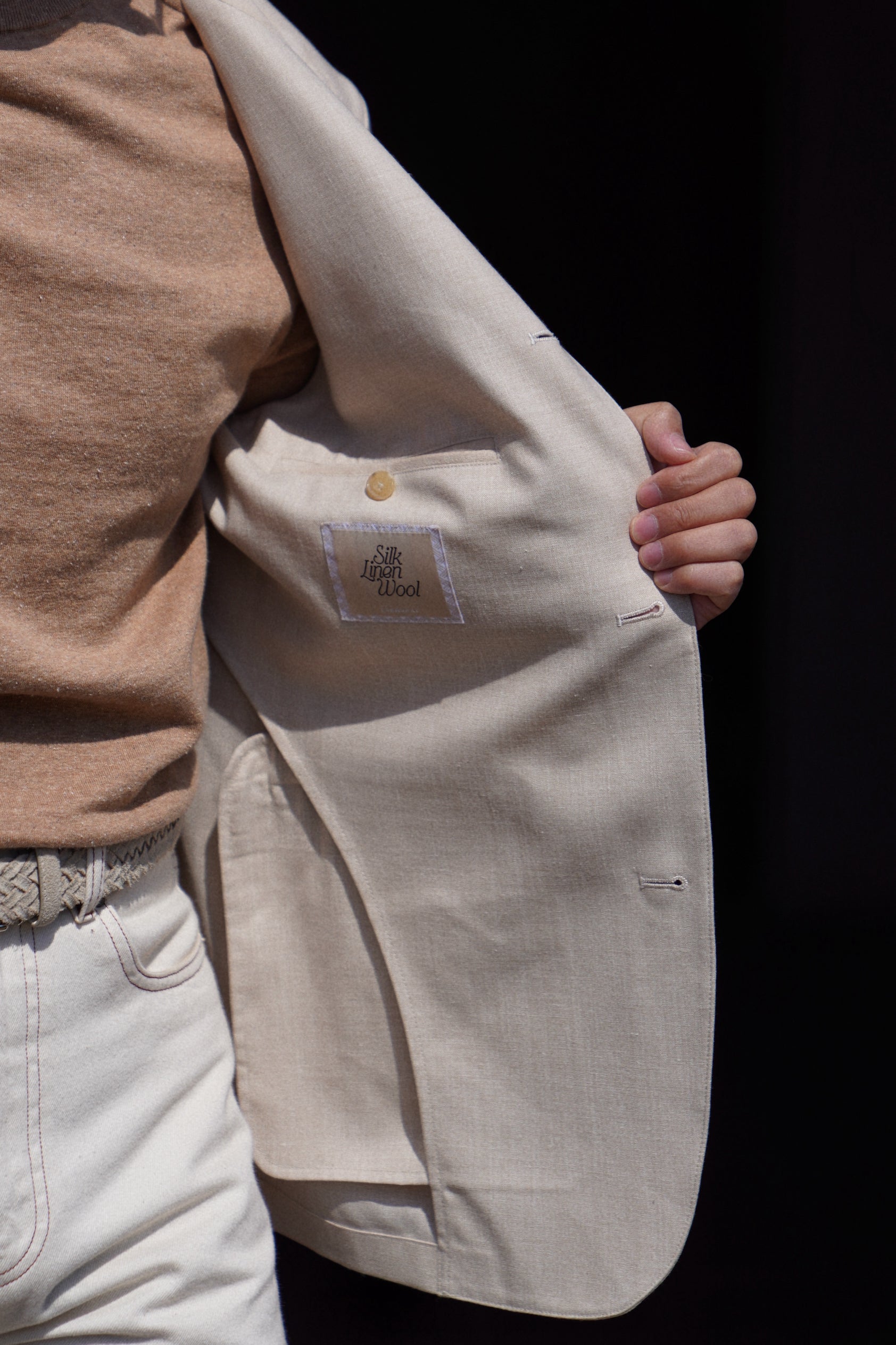 Beige Silk Linen Wool Earl Jacket #265
