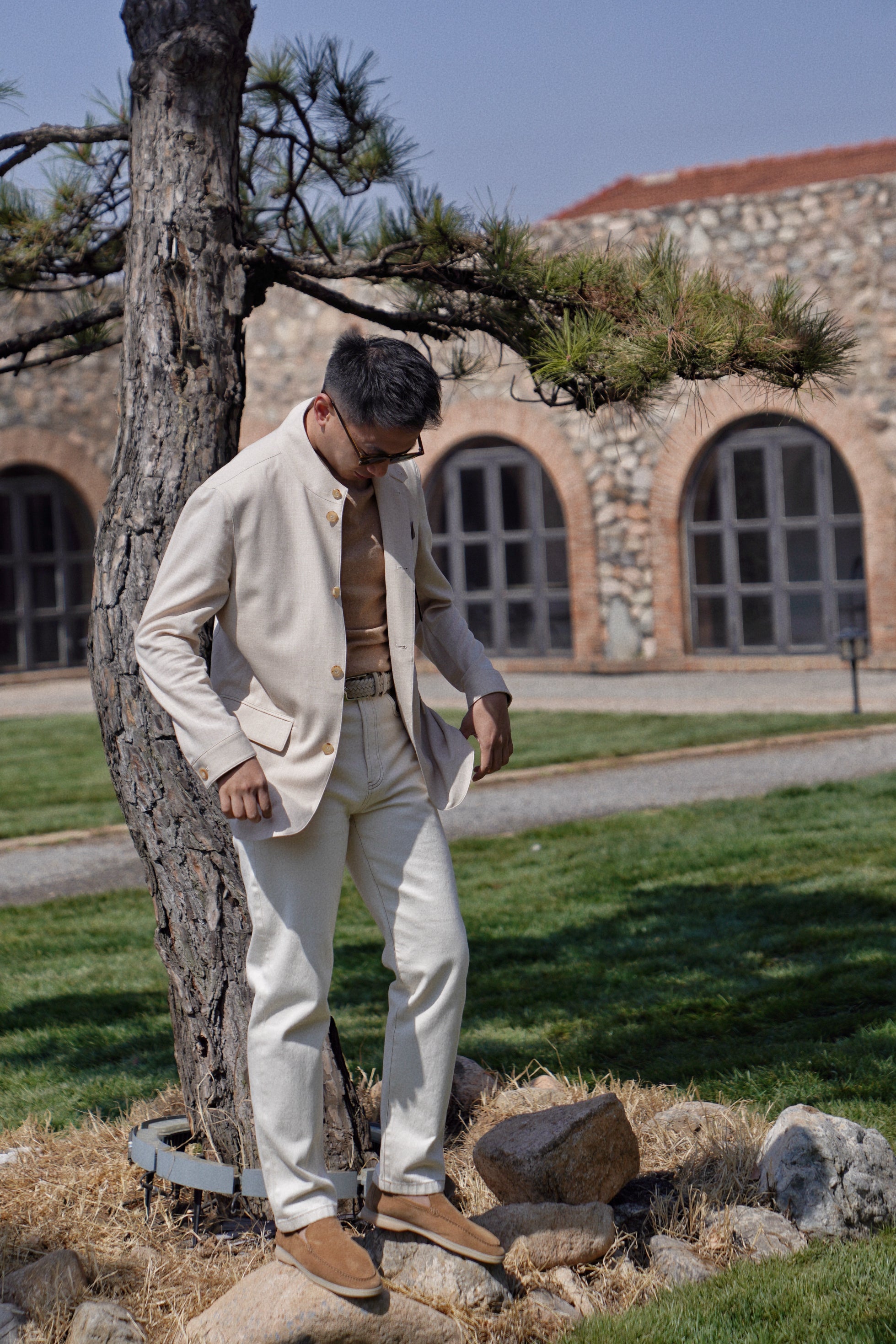 Beige Silk Linen Wool Earl Jacket #265