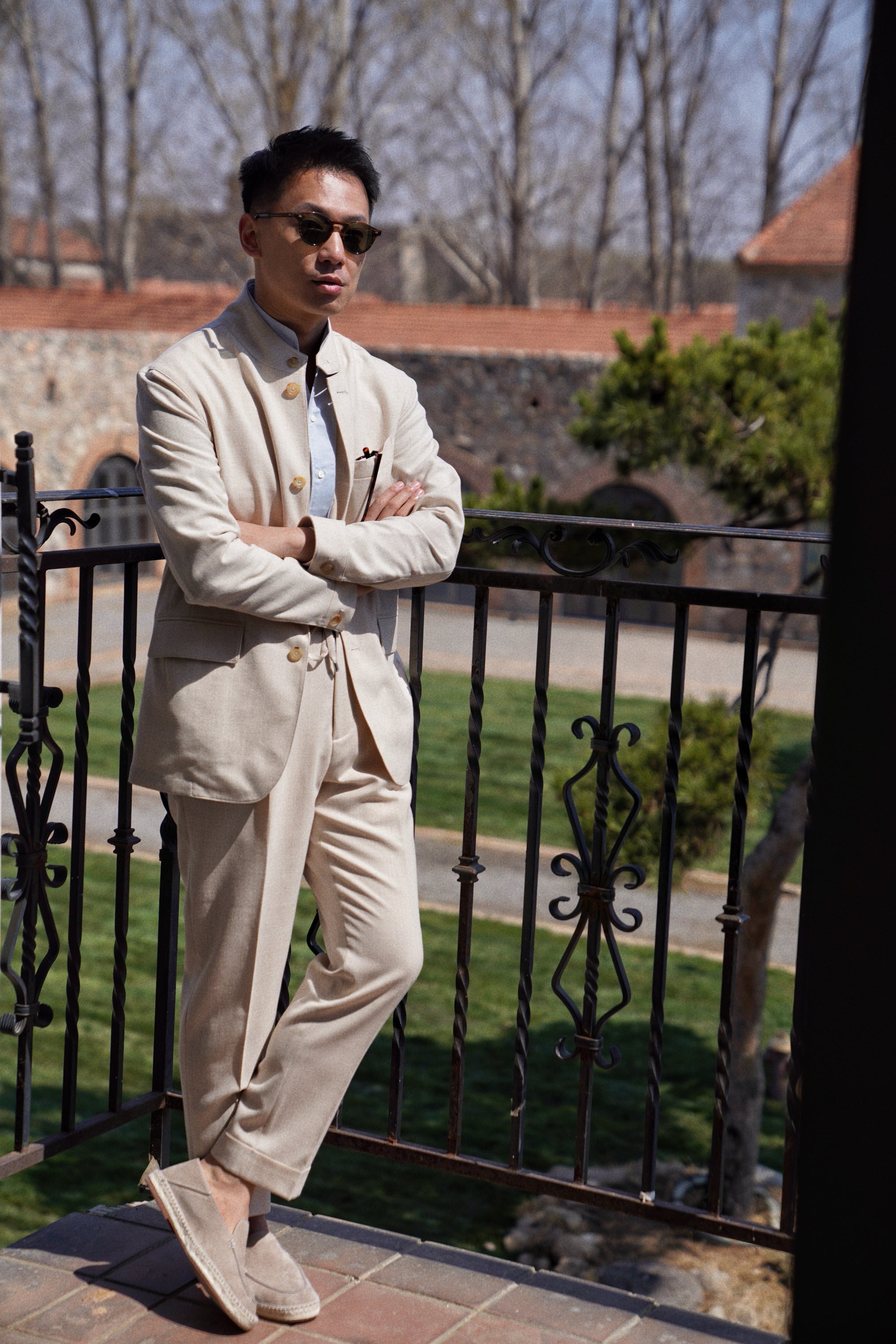 Beige Silk Linen Wool Earl Jacket #265