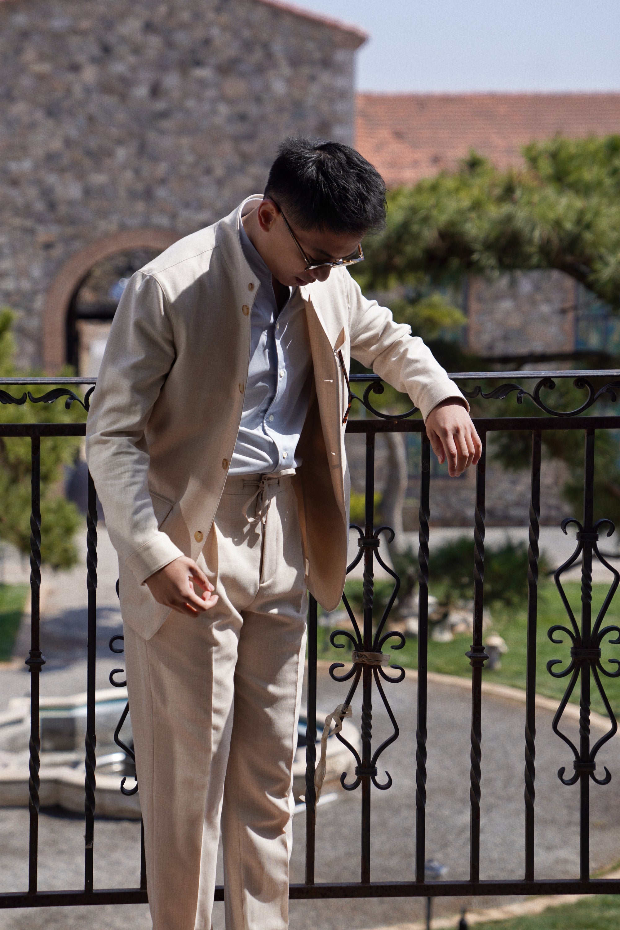 Beige Silk Linen Wool Earl Jacket #265