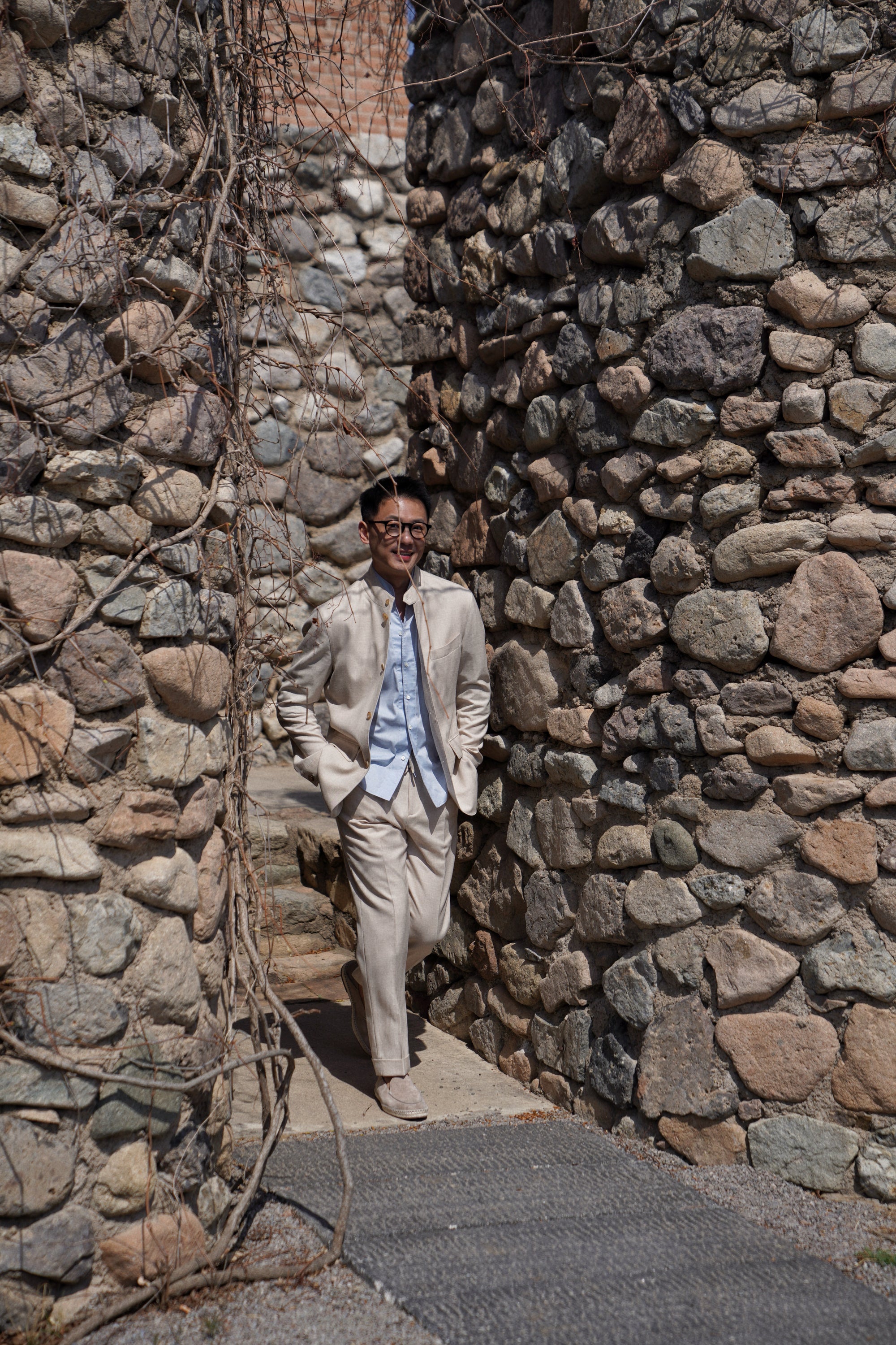 Beige Silk Linen Wool Earl Jacket #265