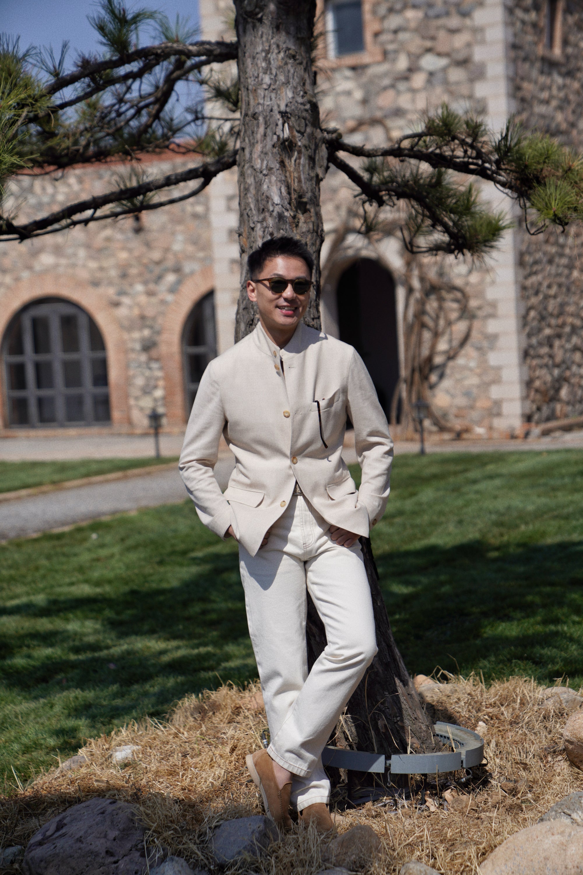 Beige Silk Linen Wool Earl Jacket #265