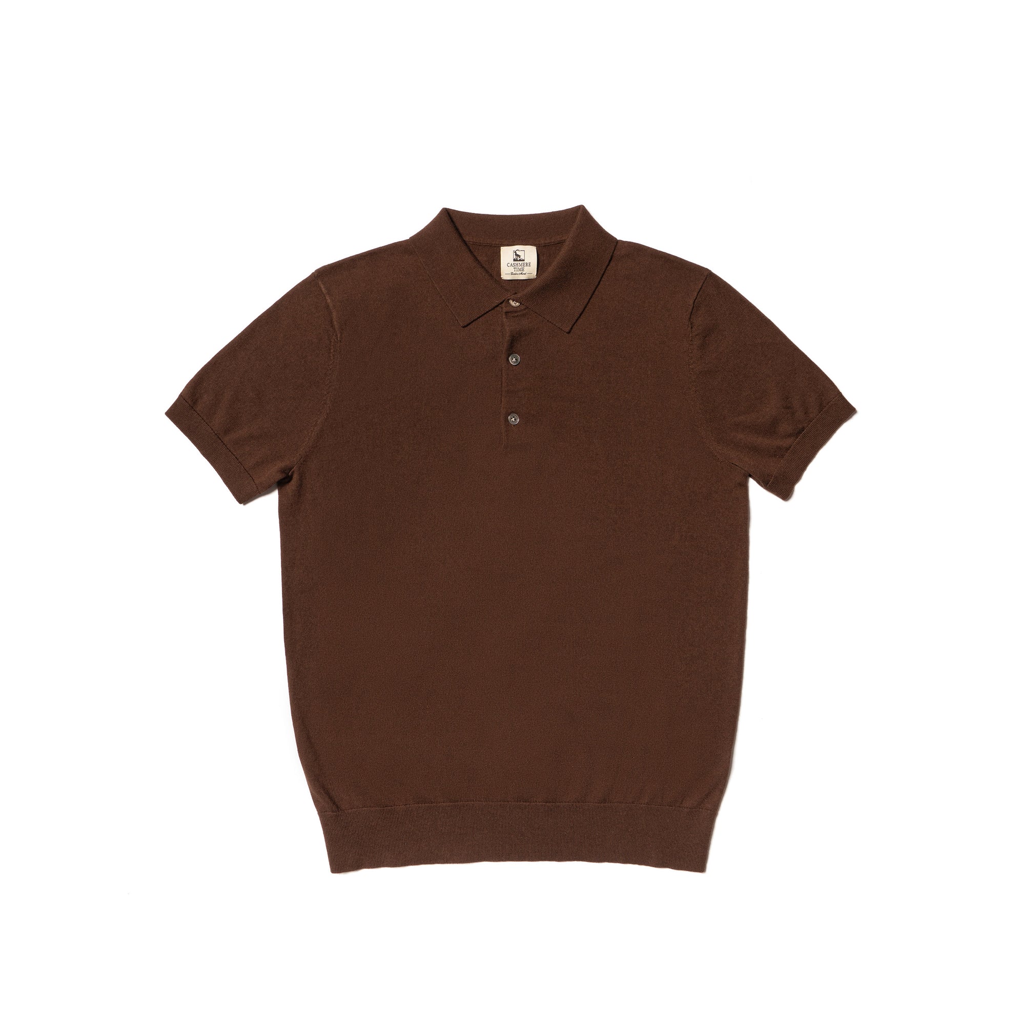 Grey / Rust Silk Cashmere Knitted Polo