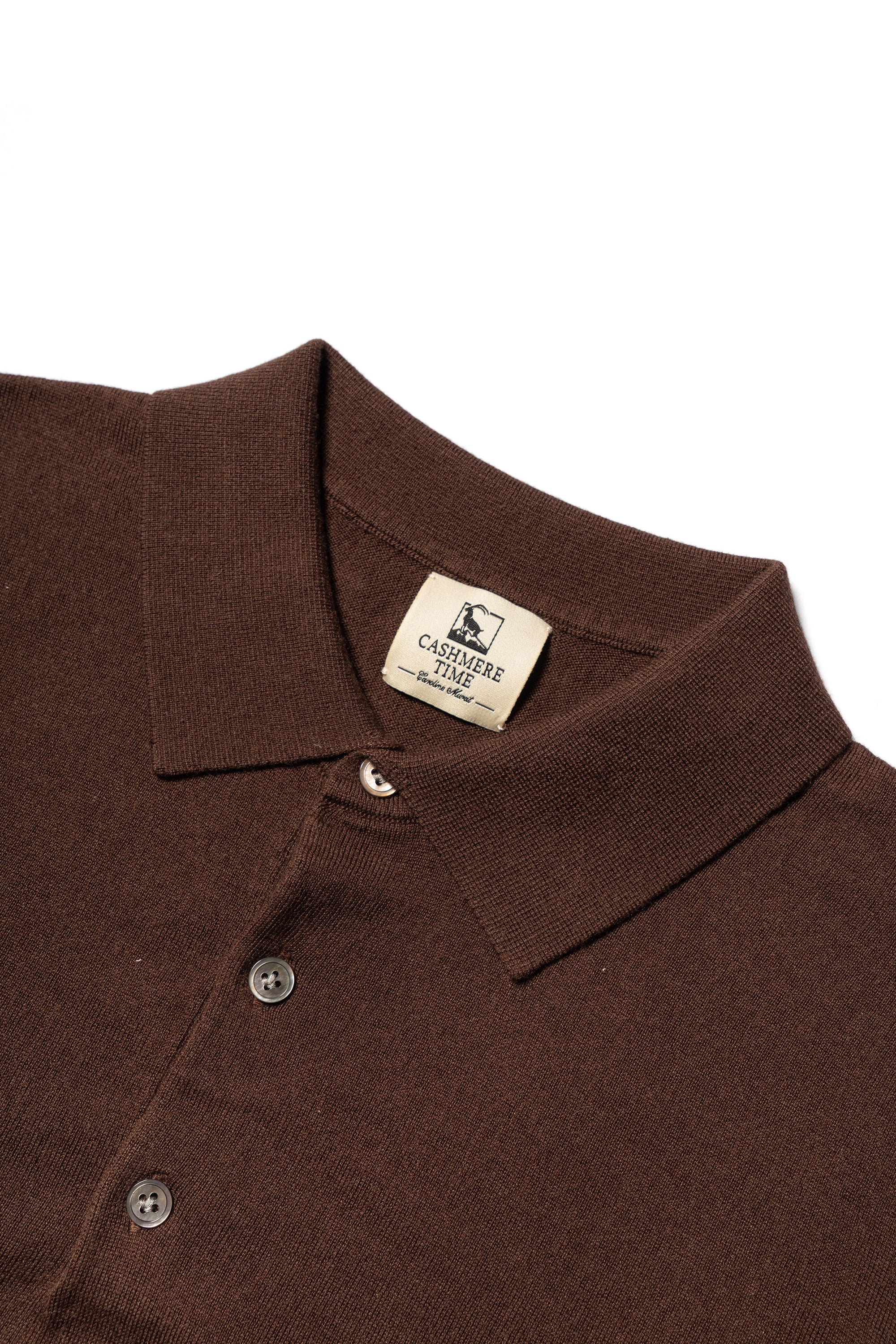 Grey / Rust Silk Cashmere Knitted Polo