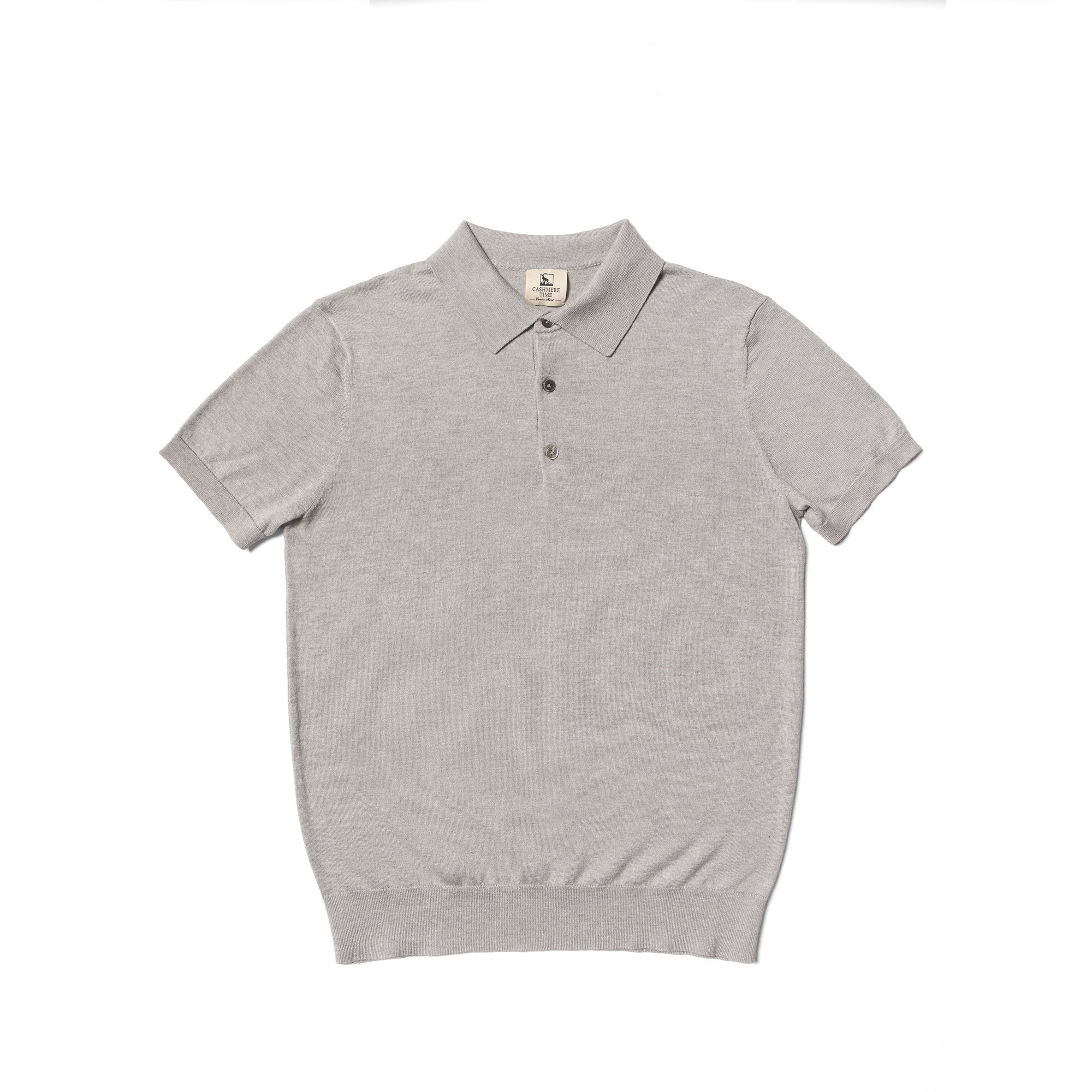 Grey / Rust Silk Cashmere Knitted Polo