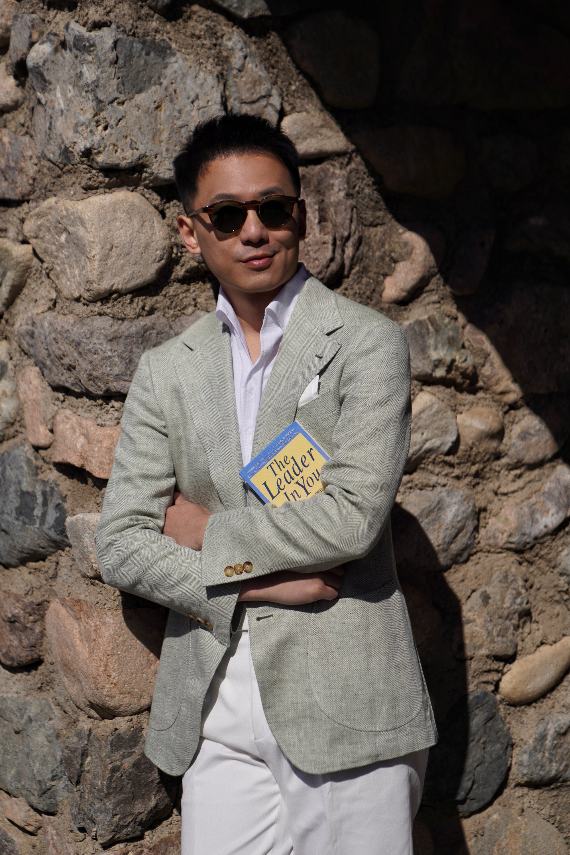 MTO Ice Green Herringbone Wool Silk Jacket #755