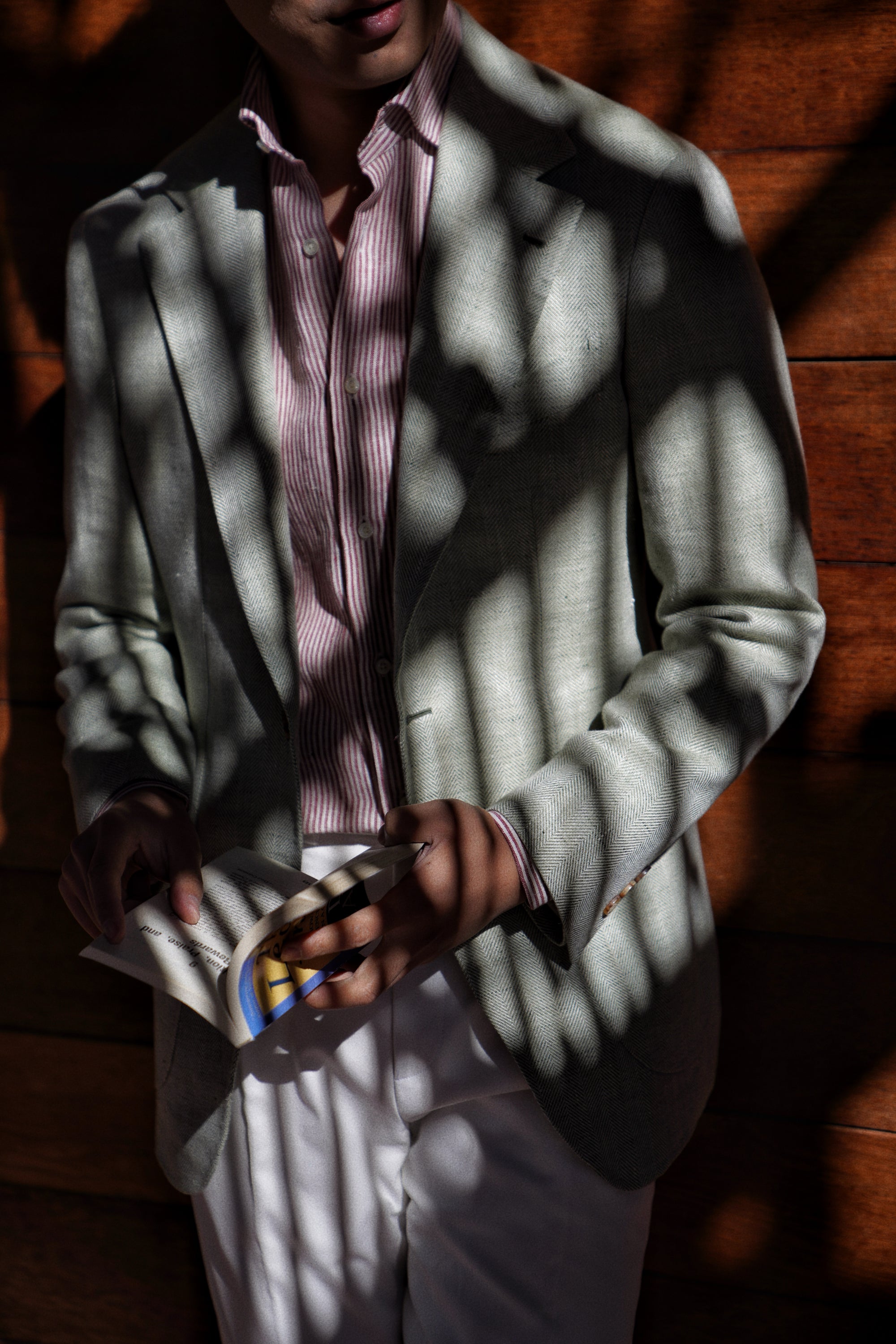MTO Ice Green Herringbone Wool Silk Jacket #755