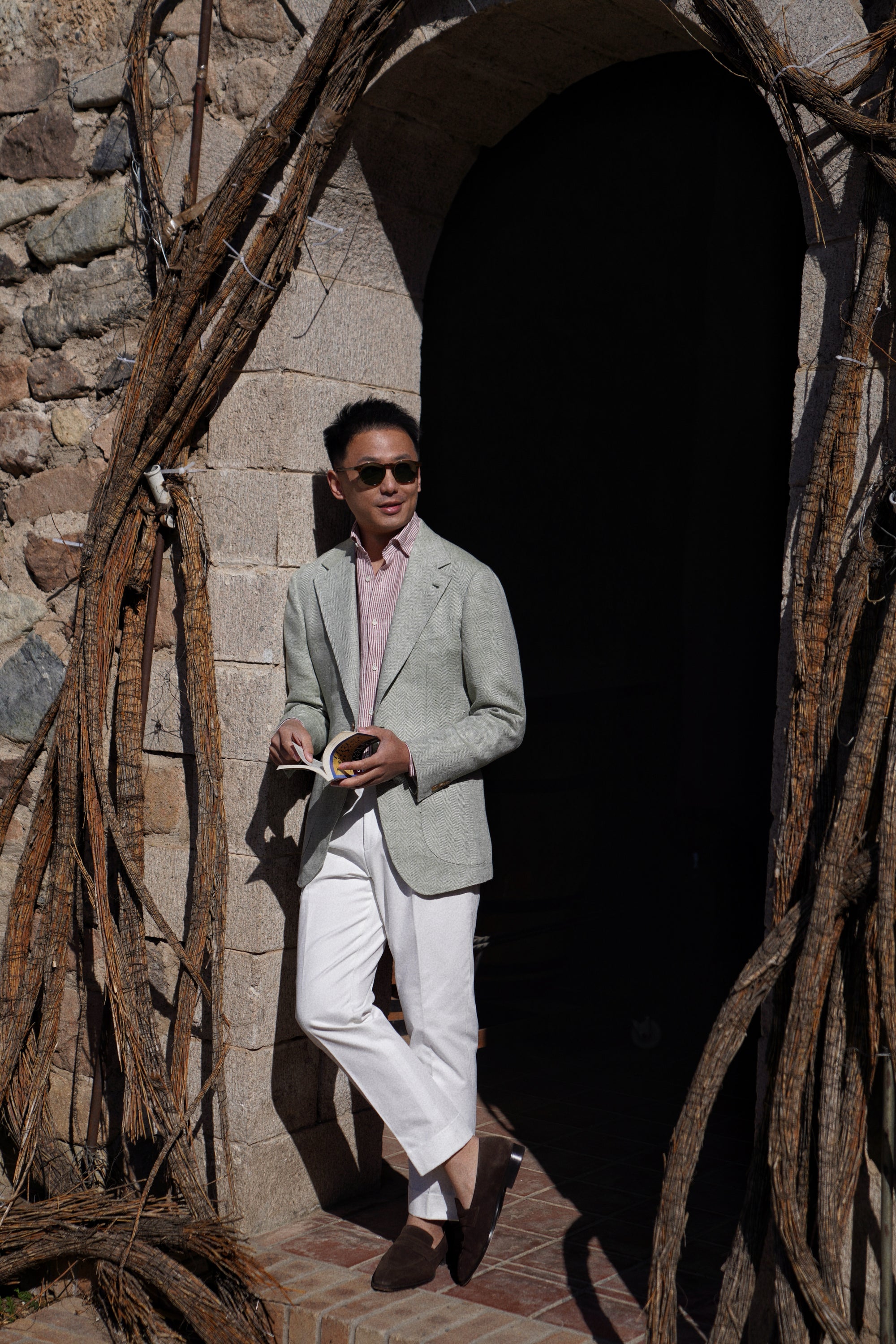MTO Ice Green Herringbone Wool Silk Jacket #755
