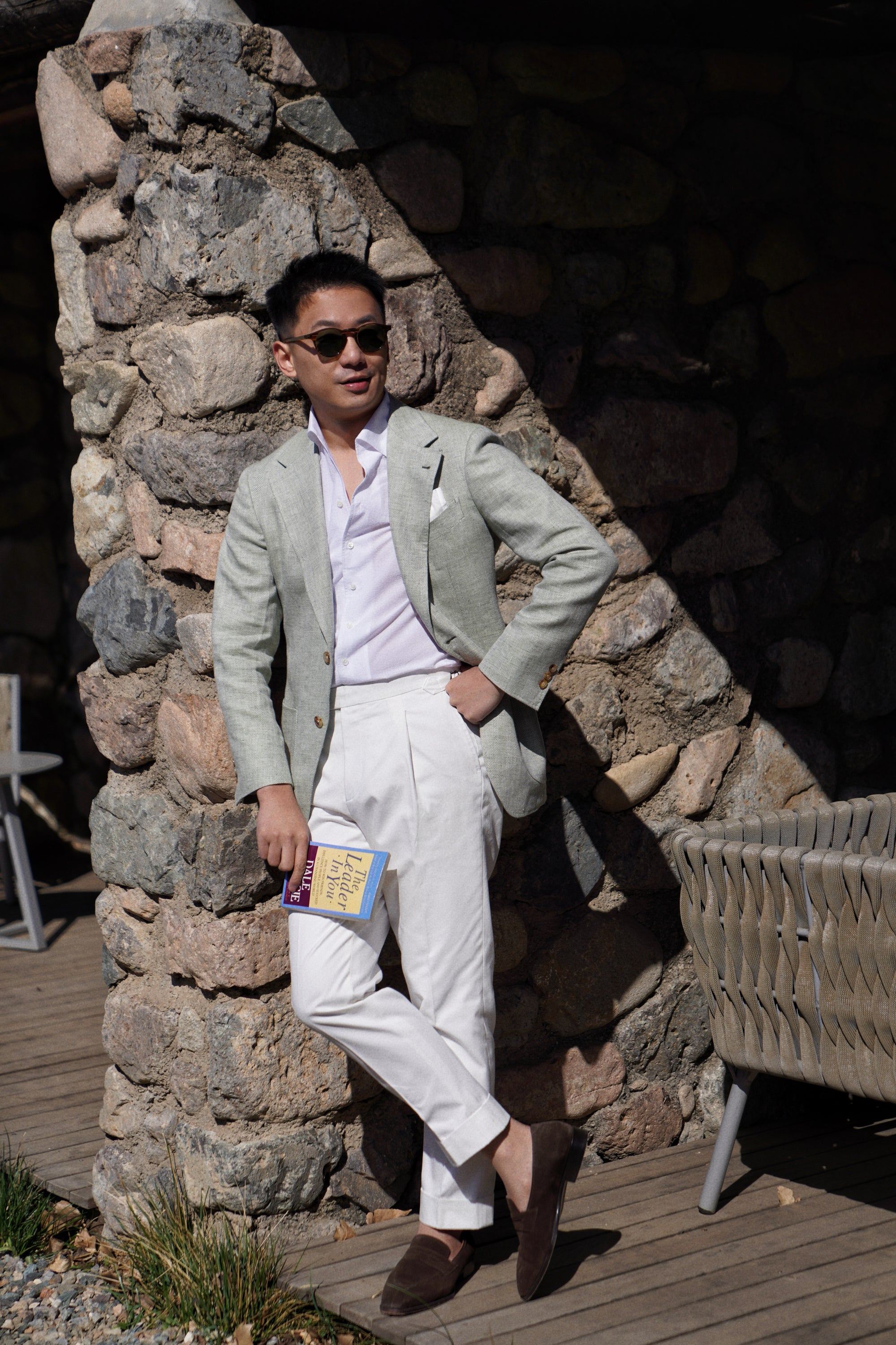 MTO Ice Green Herringbone Wool Silk Jacket #755