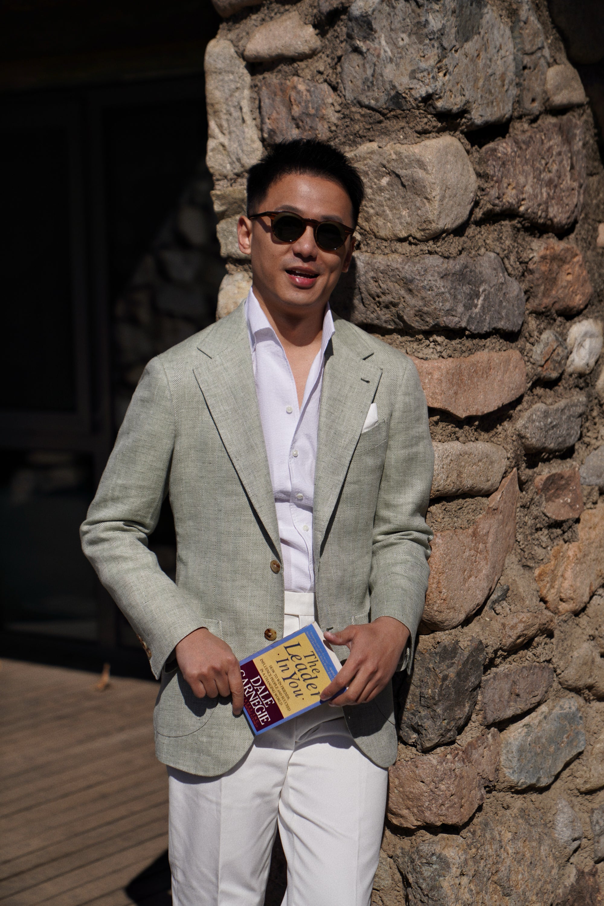 MTO Ice Green Herringbone Wool Silk Jacket #755