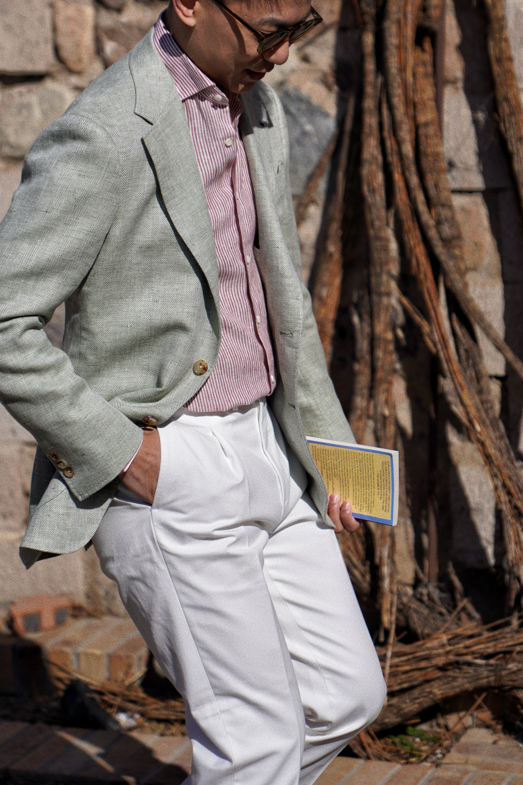 MTO Ice Green Herringbone Wool Silk Jacket #755