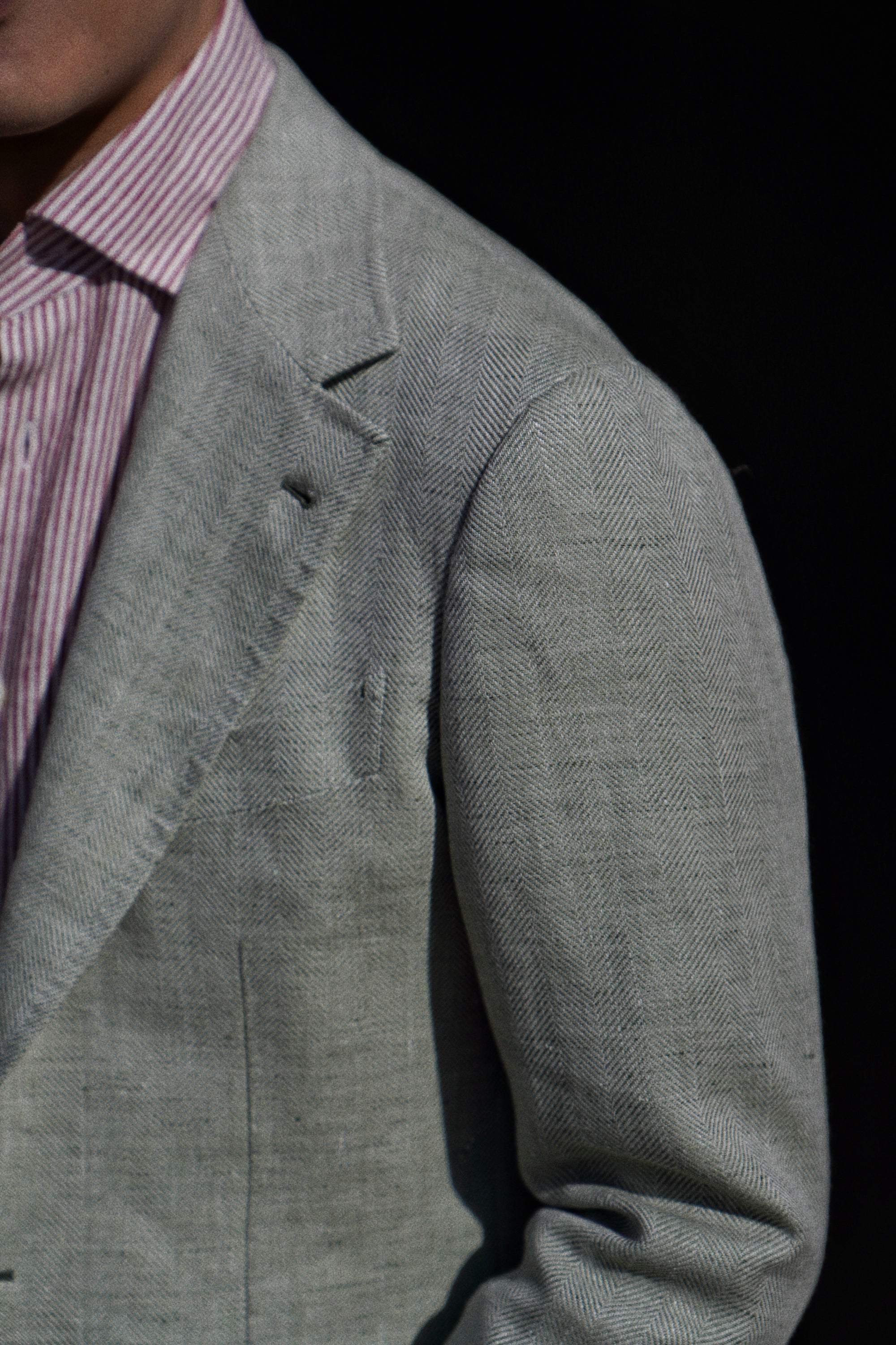 MTO Ice Green Herringbone Wool Silk Jacket #755