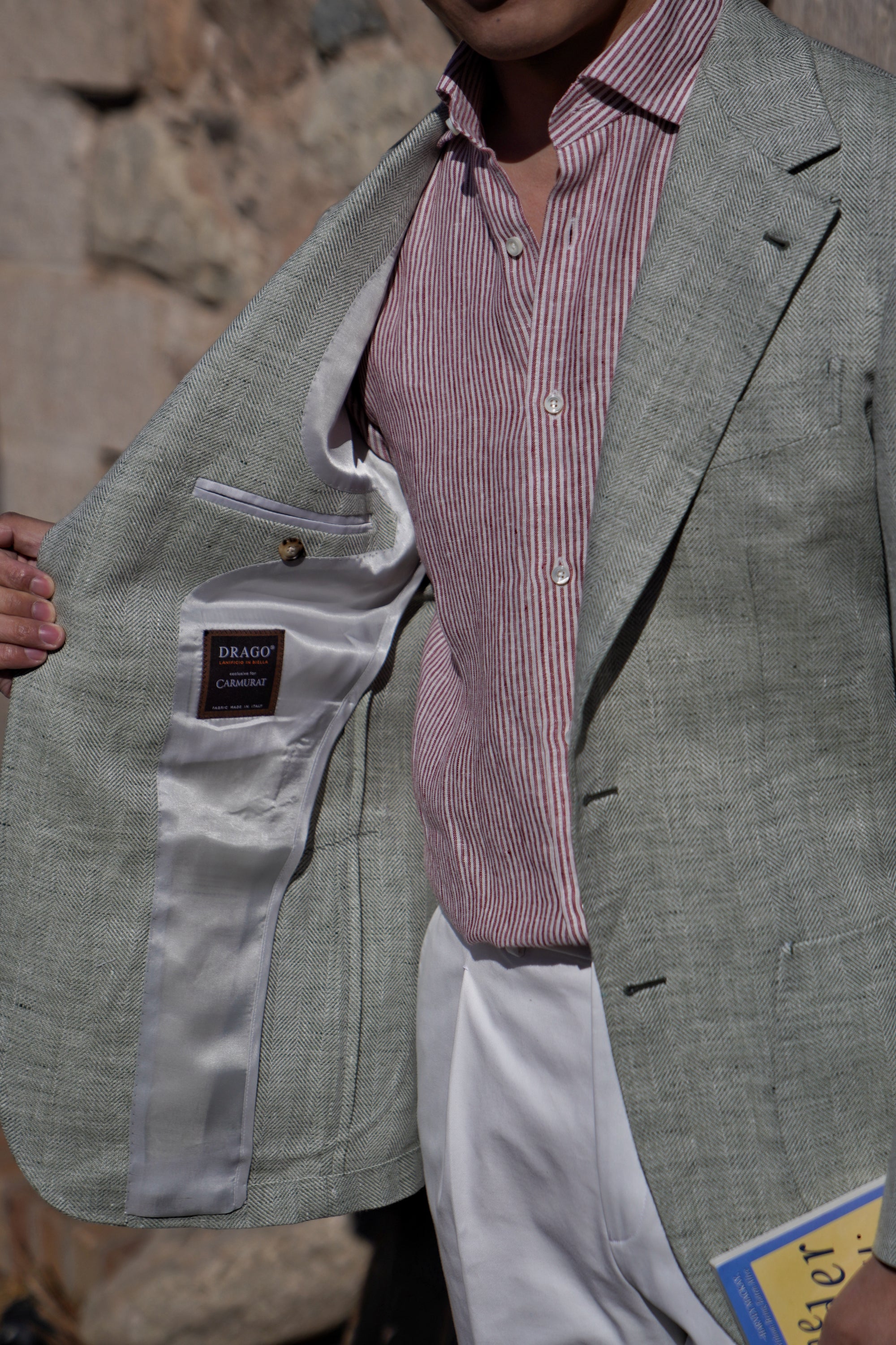 MTO Ice Green Herringbone Wool Silk Jacket #755