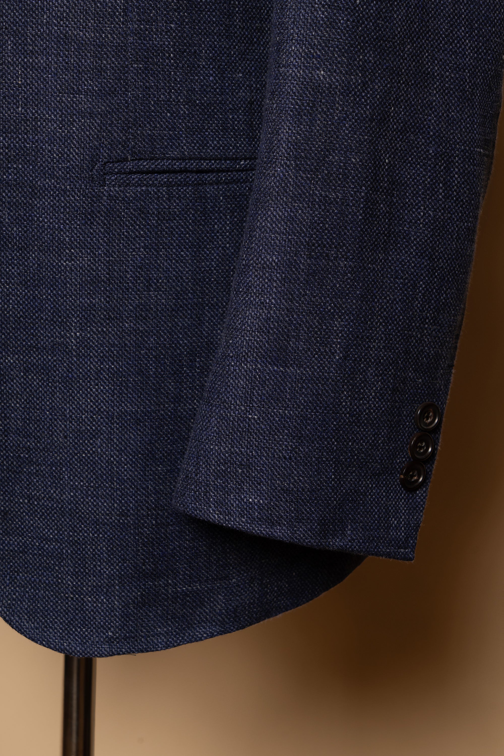 MTO Lake Navy Herringbone Wool Silk Jacket #756