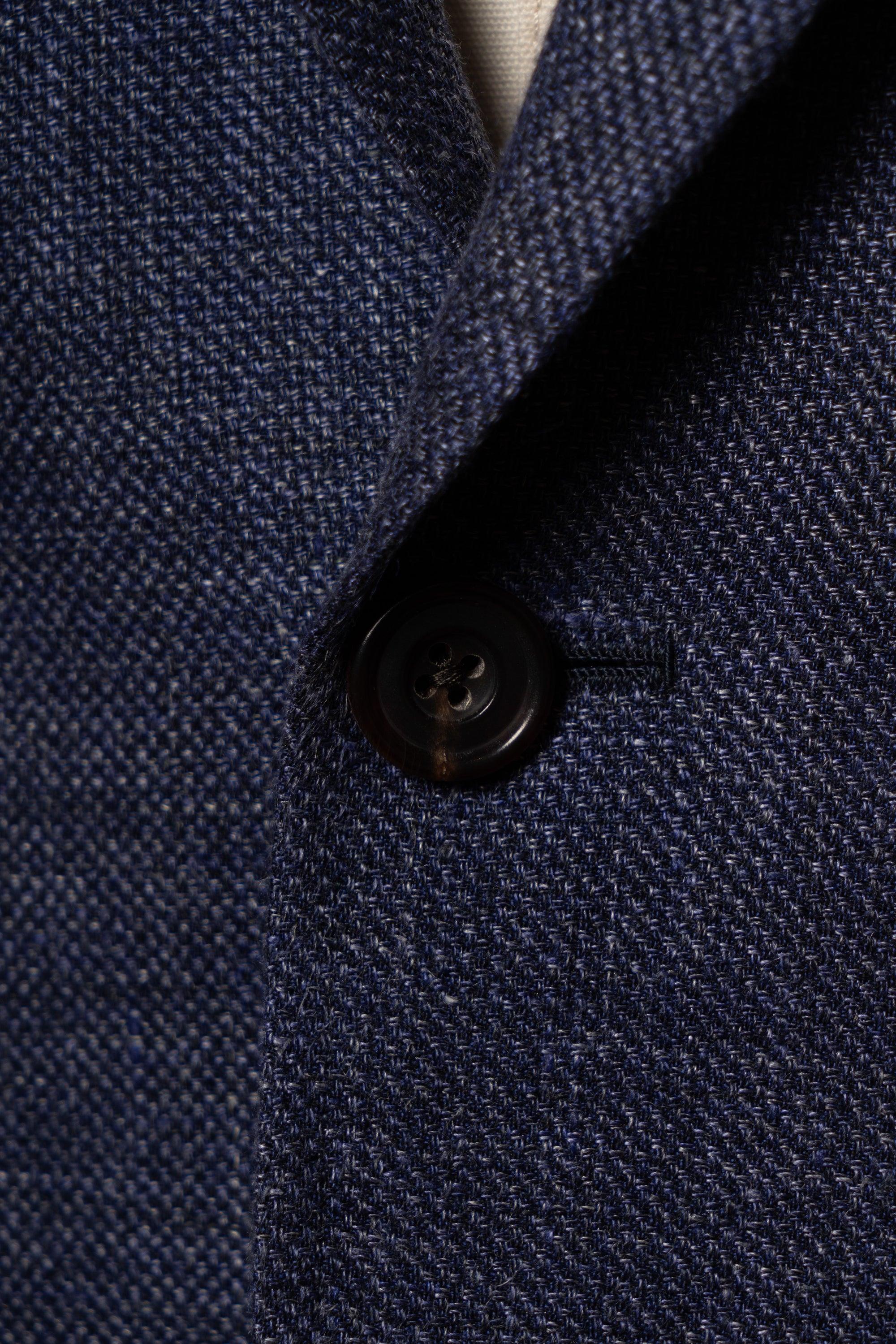 MTO Lake Navy Herringbone Wool Silk Jacket #756