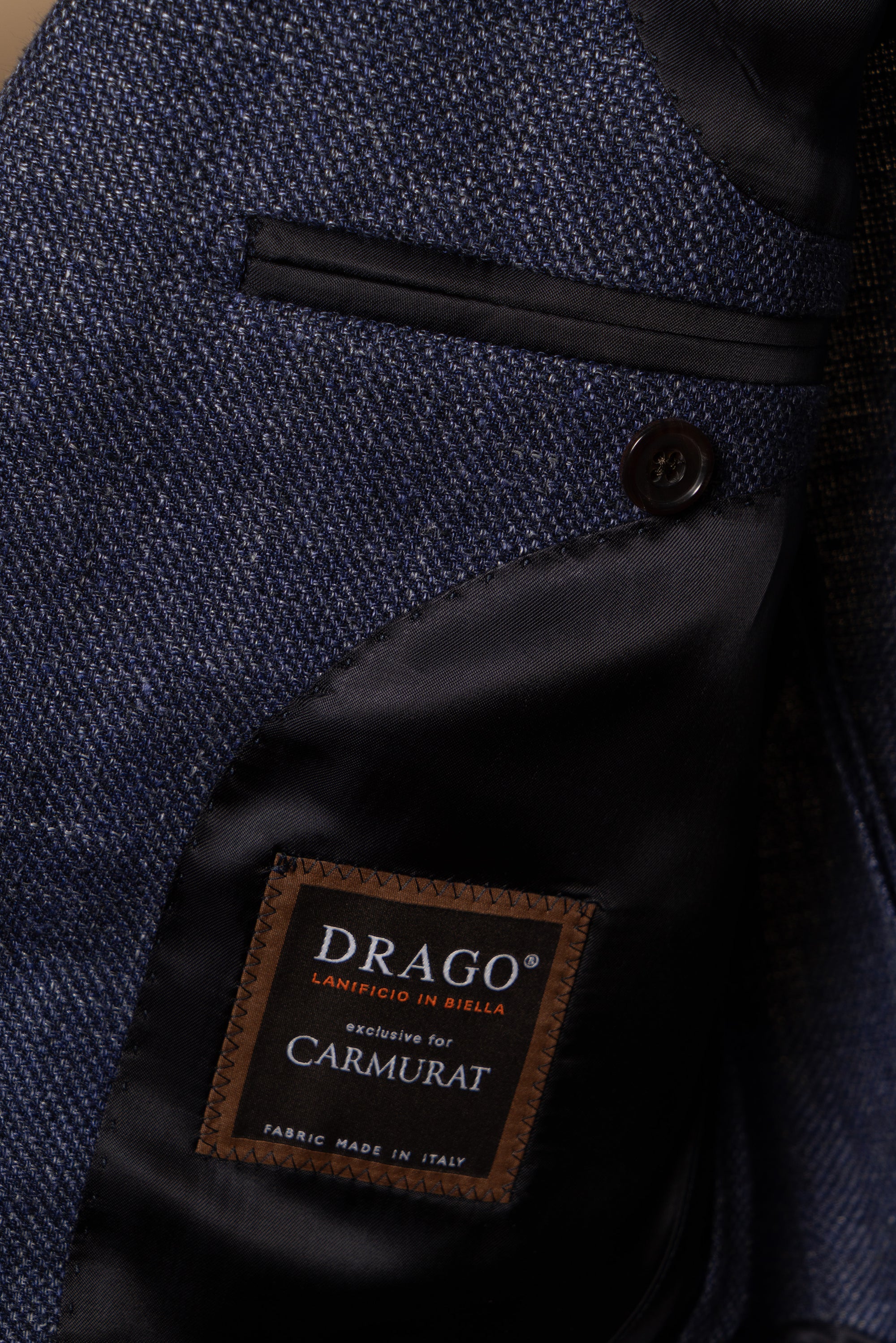MTO Lake Navy Herringbone Wool Silk Jacket #756