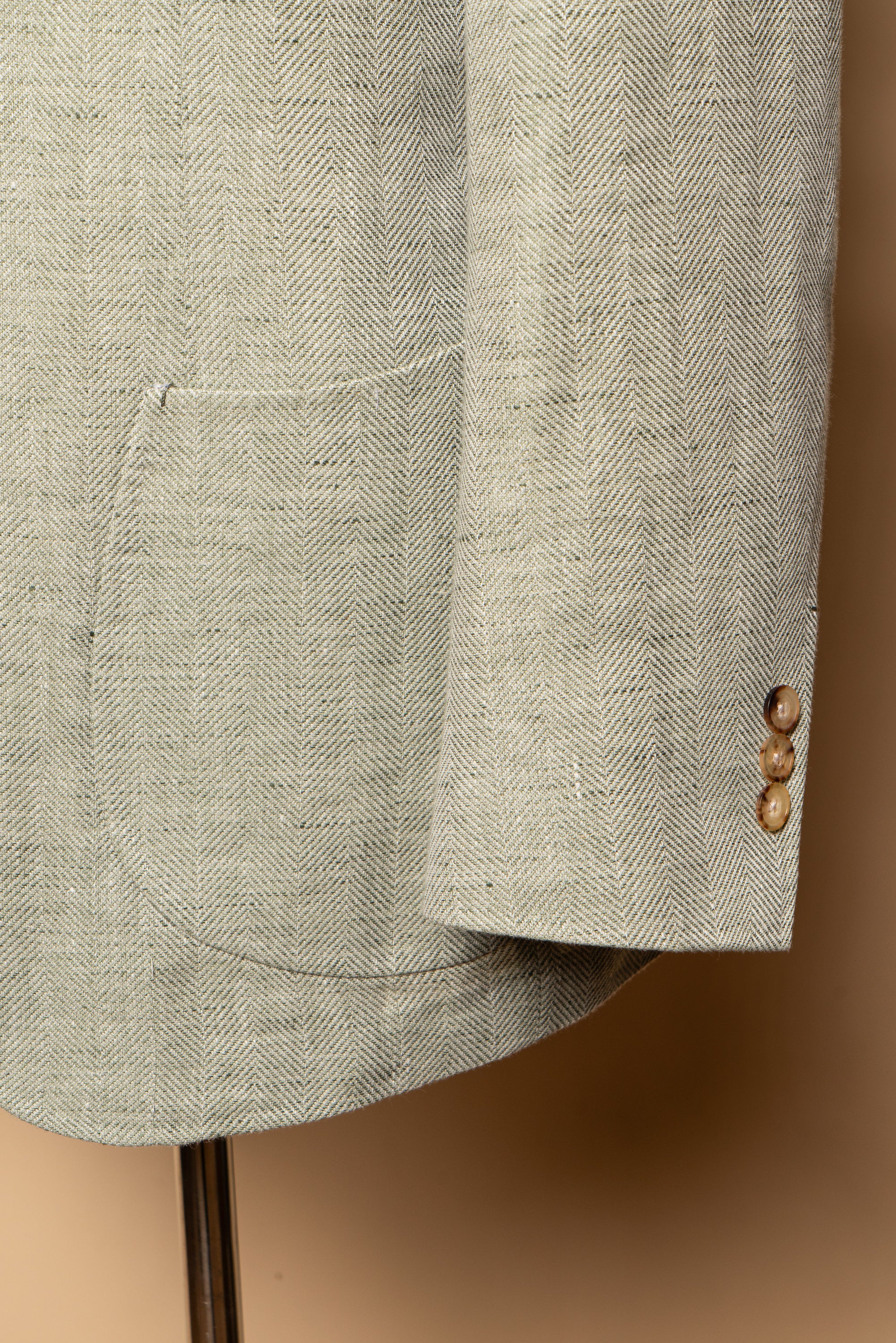 MTO Ice Green Herringbone Wool Silk Jacket #755