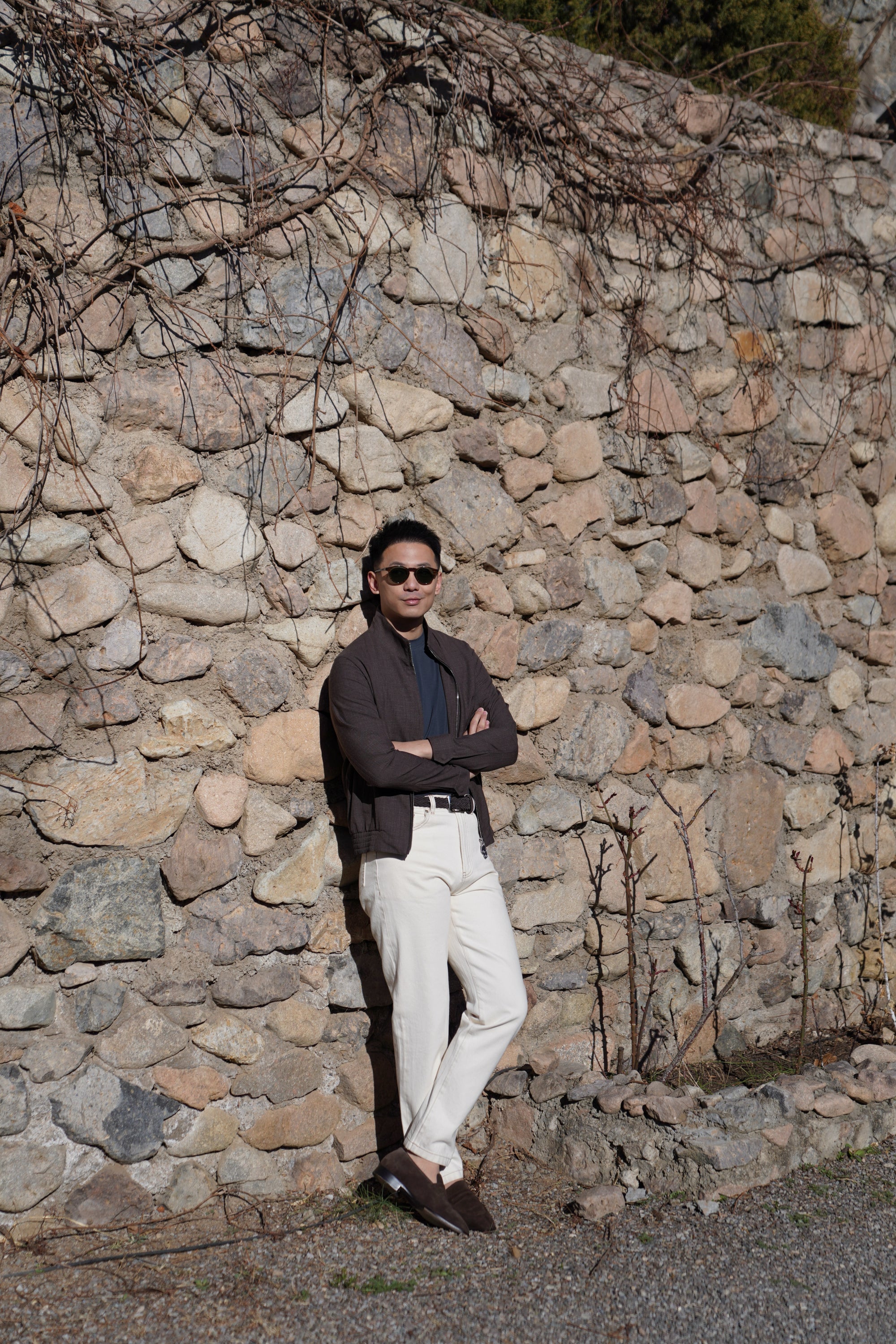 Chocolate Silk Linen Wool Bomber Jacket #262