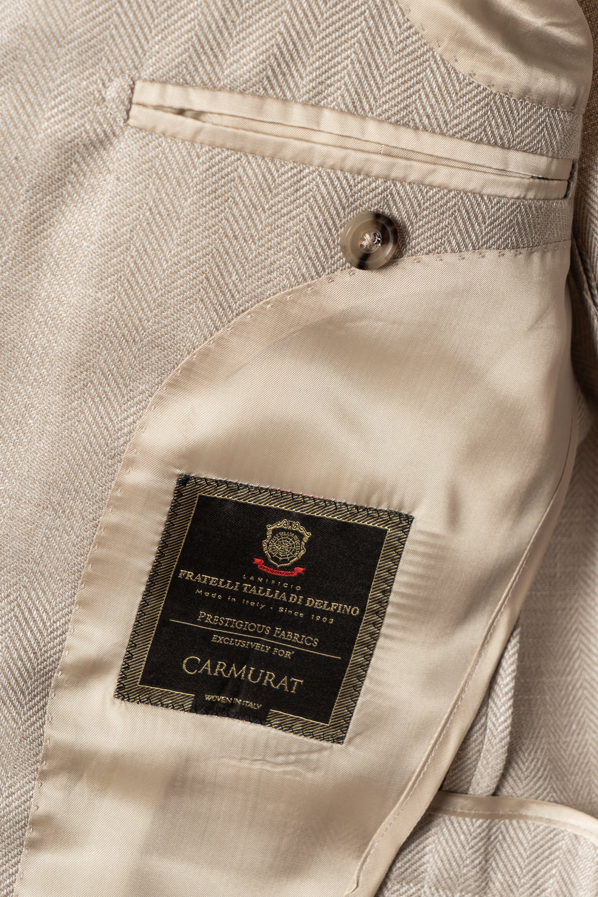MTO Light Taupe Herringbone Silk Linen Wool Suit #765