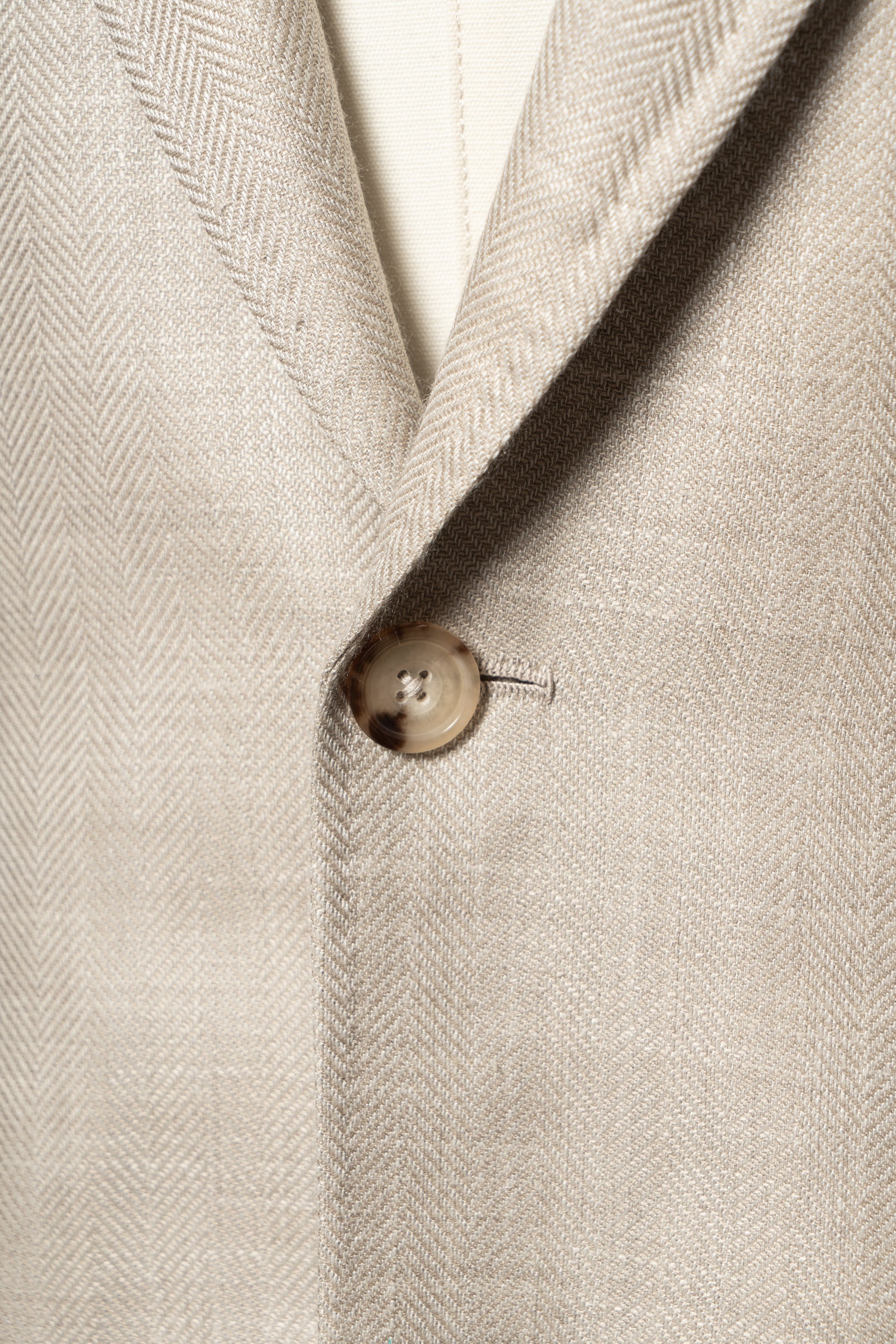 MTO Light Taupe Herringbone Silk Linen Wool Suit #765