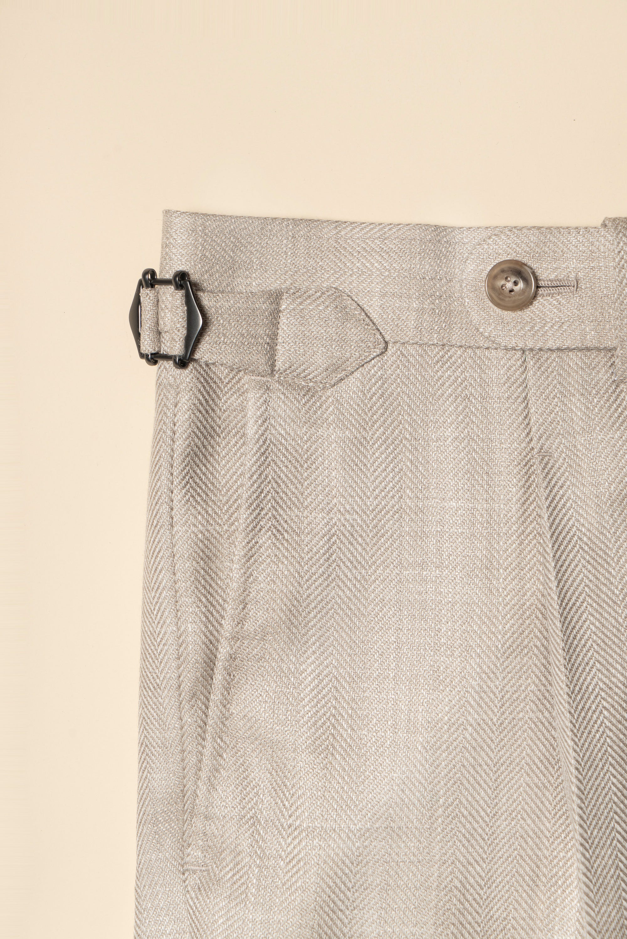 MTO Light Taupe Herringbone Silk Linen Wool Suit #765