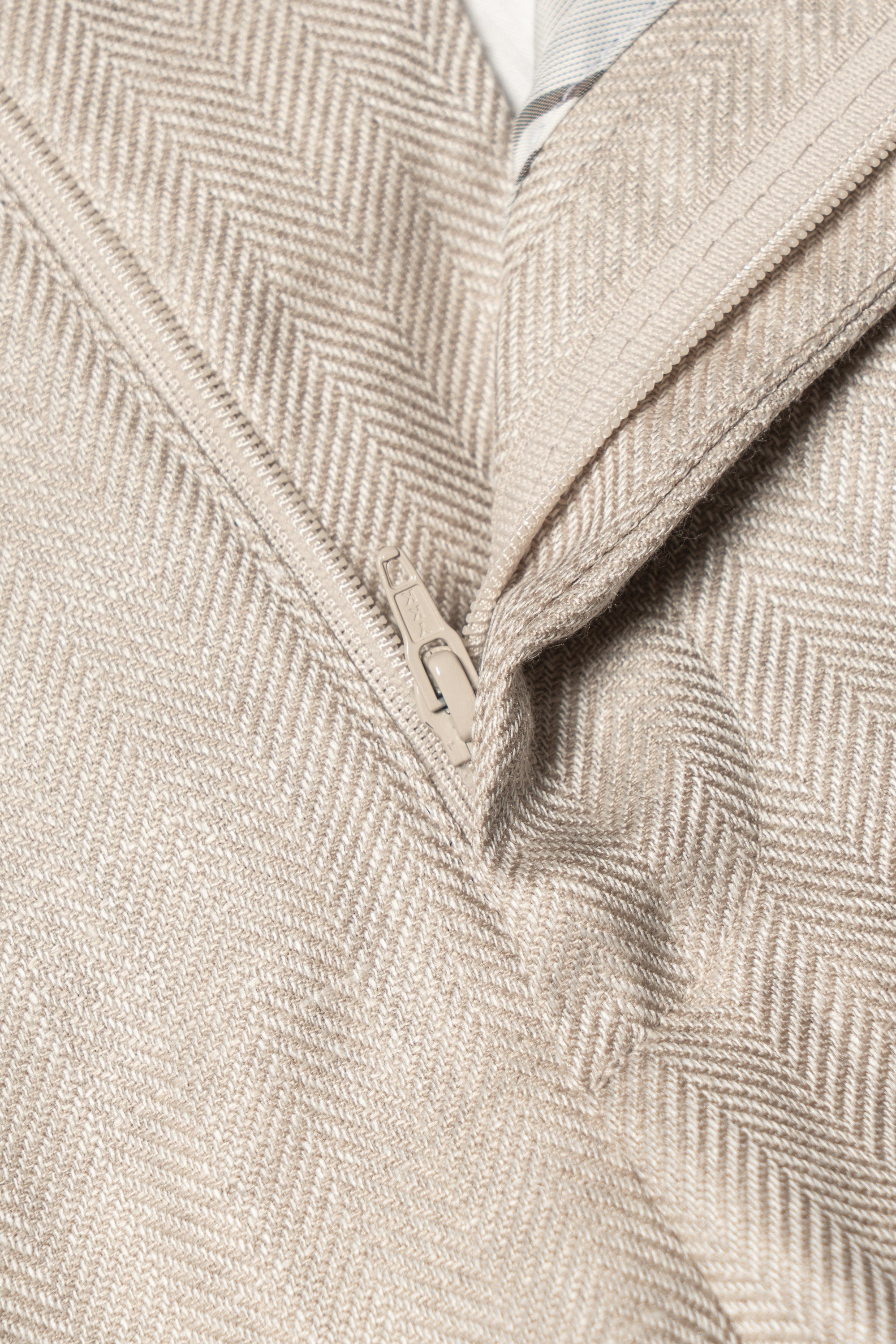 MTO Light Taupe Herringbone Silk Linen Wool Suit #765