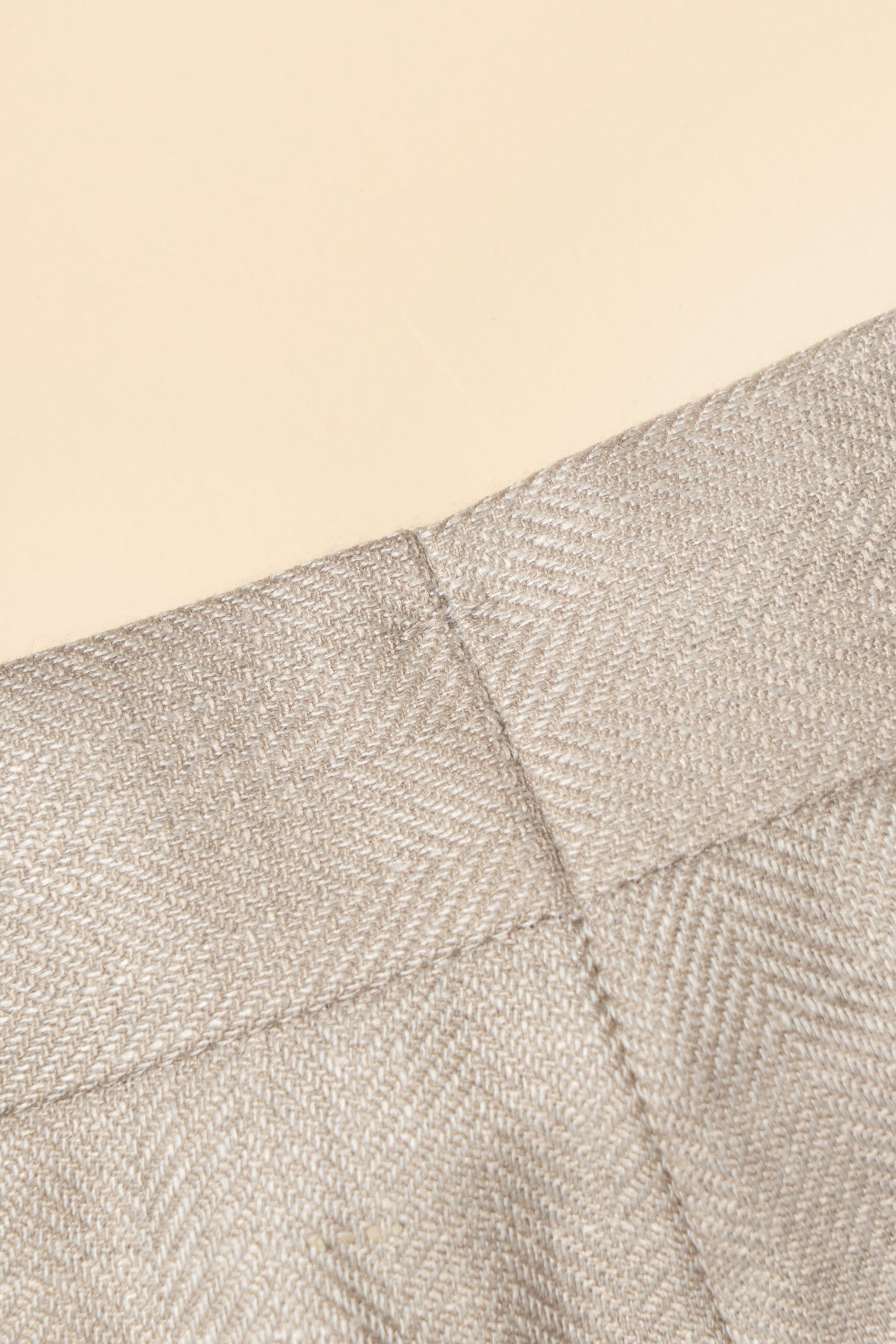 MTO Light Taupe Herringbone Silk Linen Wool Suit #765