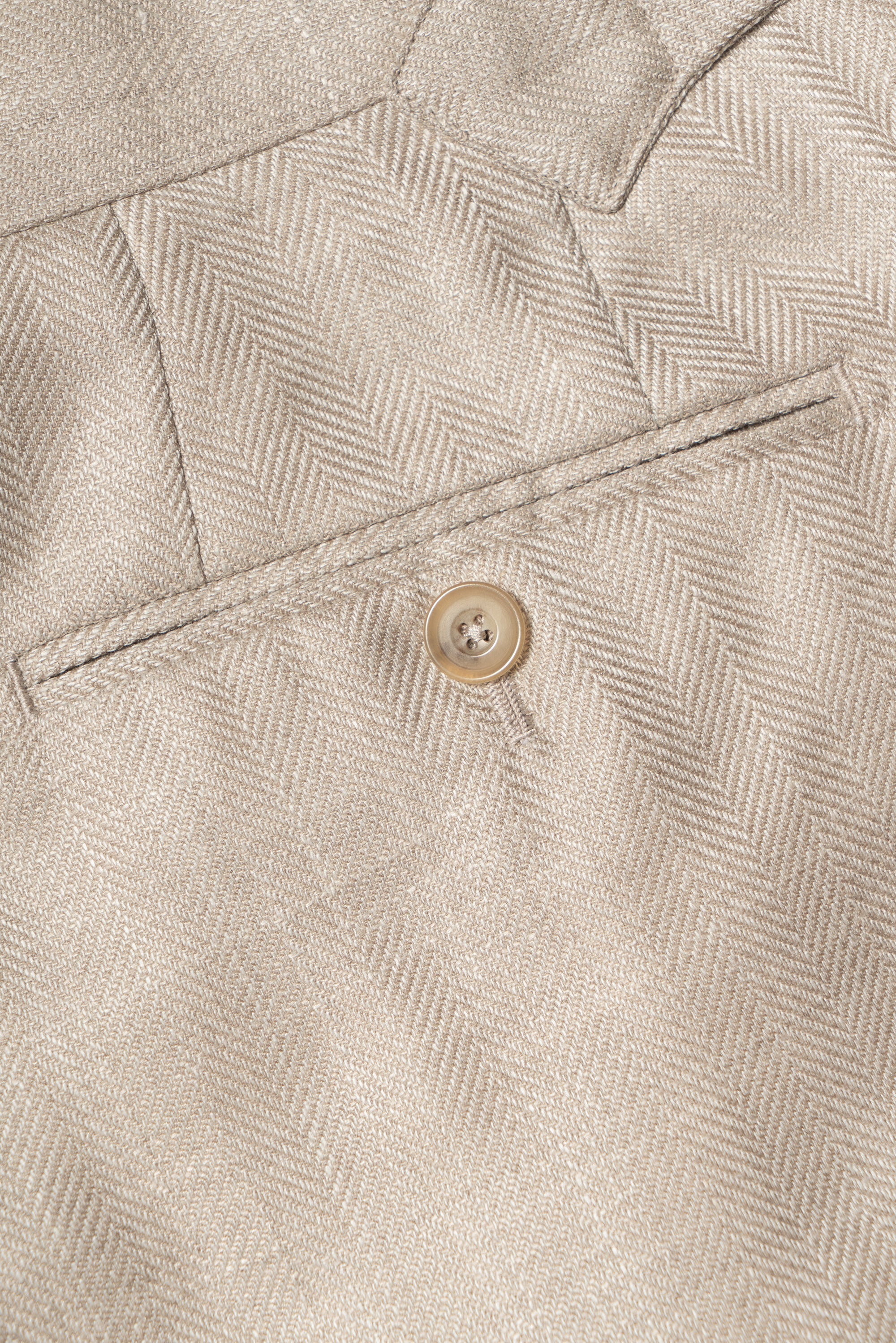 MTO Light Taupe Herringbone Silk Linen Wool Suit #765