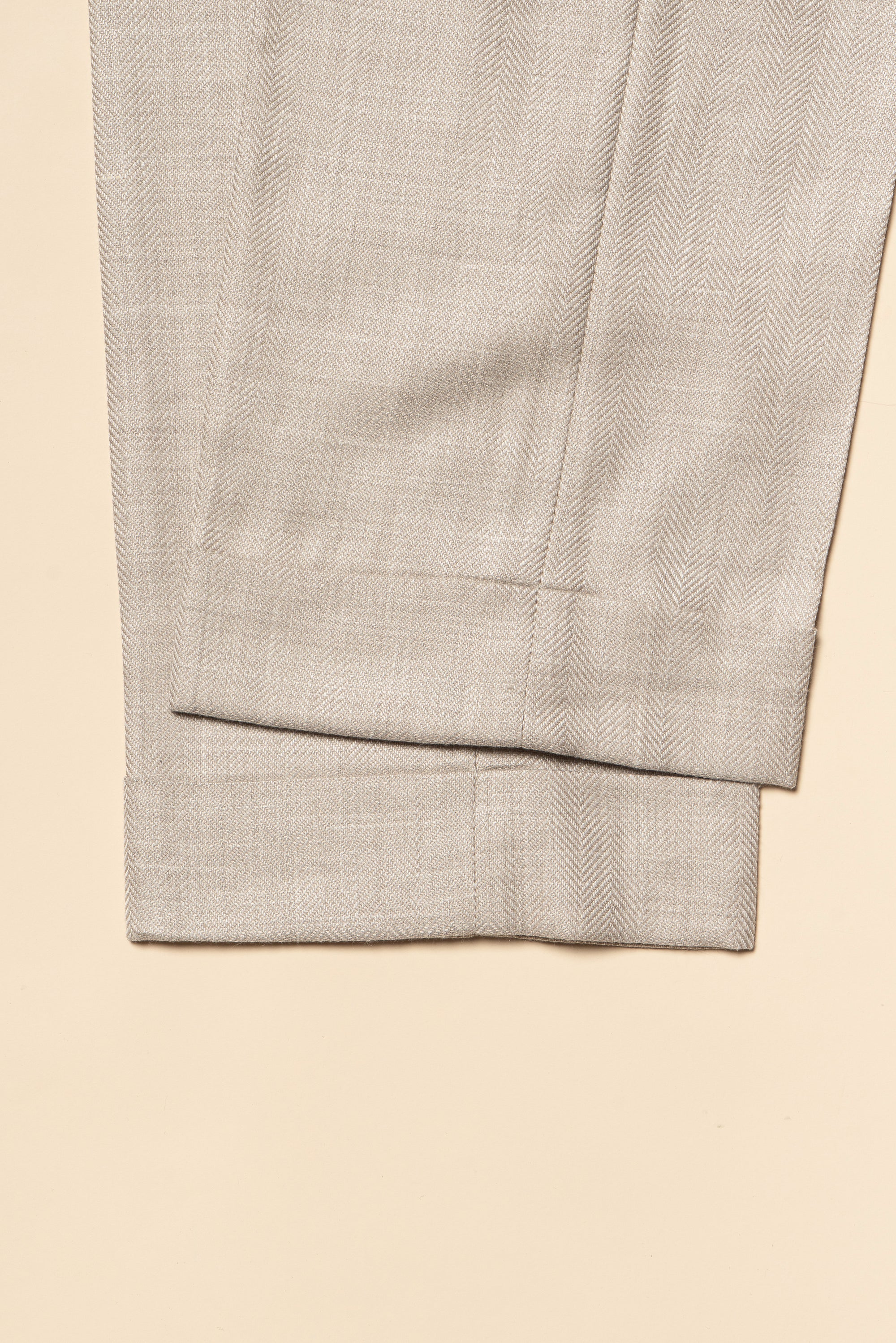 MTO Light Taupe Herringbone Silk Linen Wool Suit #765