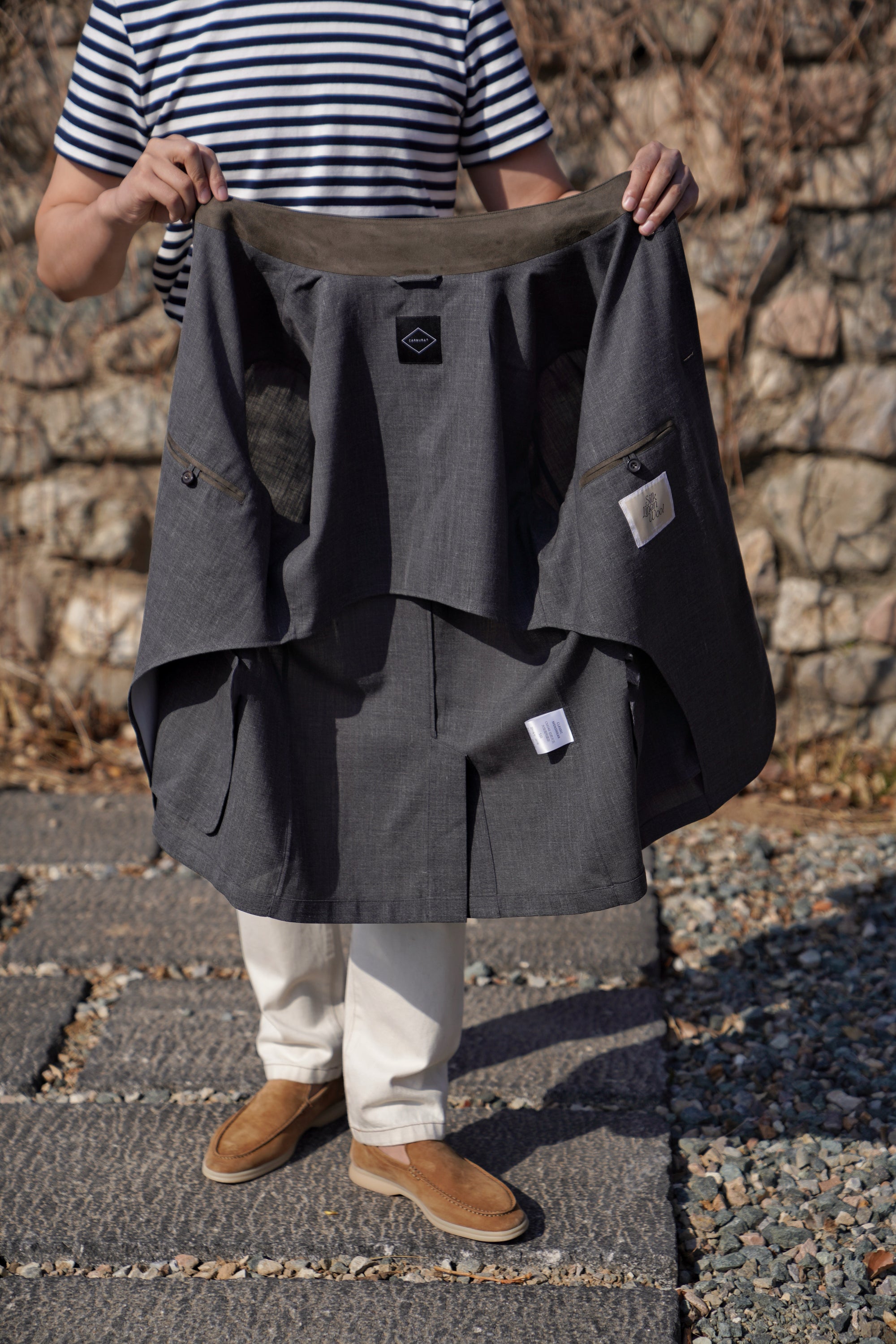 Mid Grey Silk Linen Wool Earl Jacket #261