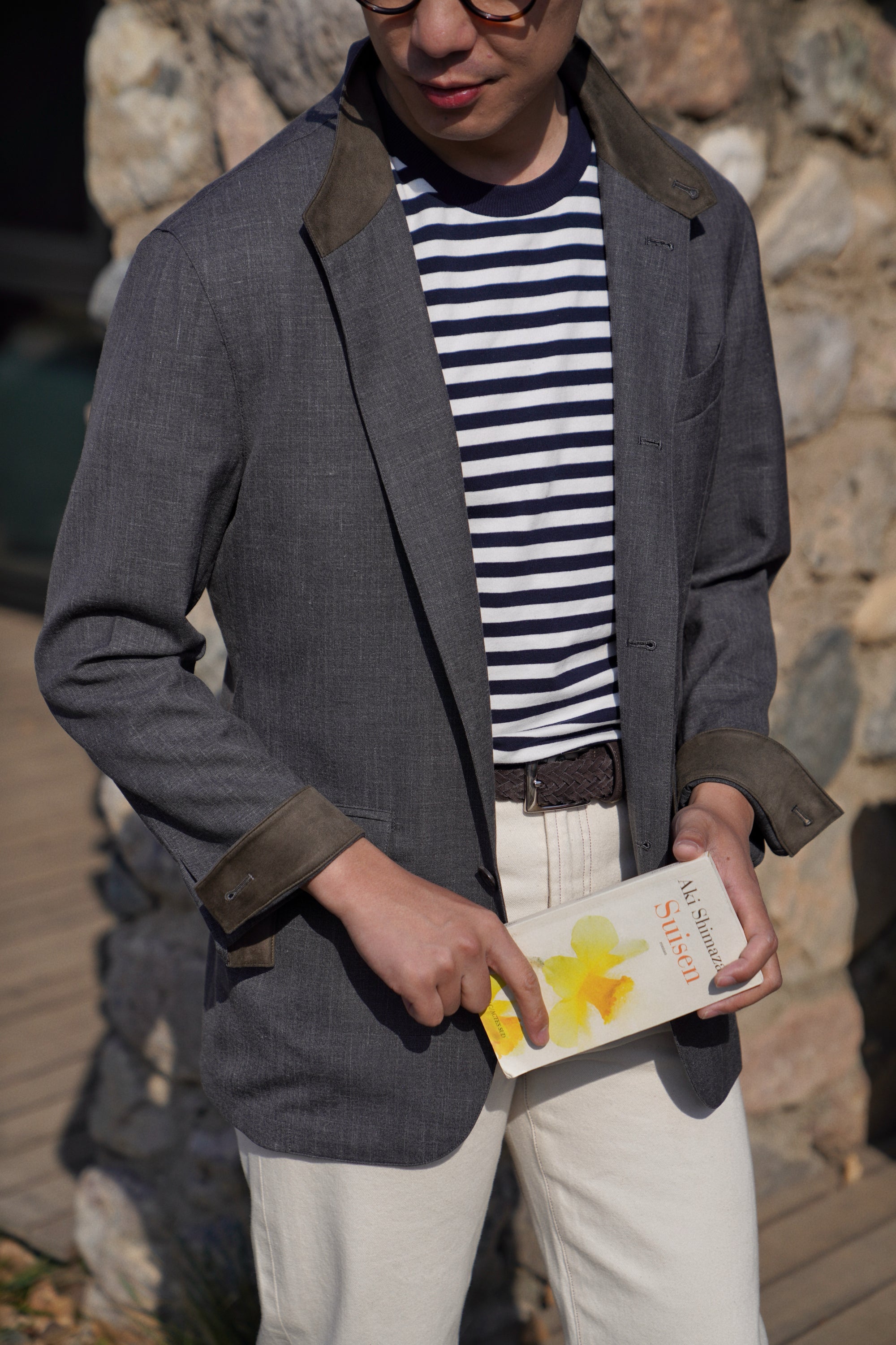 Mid Grey Silk Linen Wool Earl Jacket #261