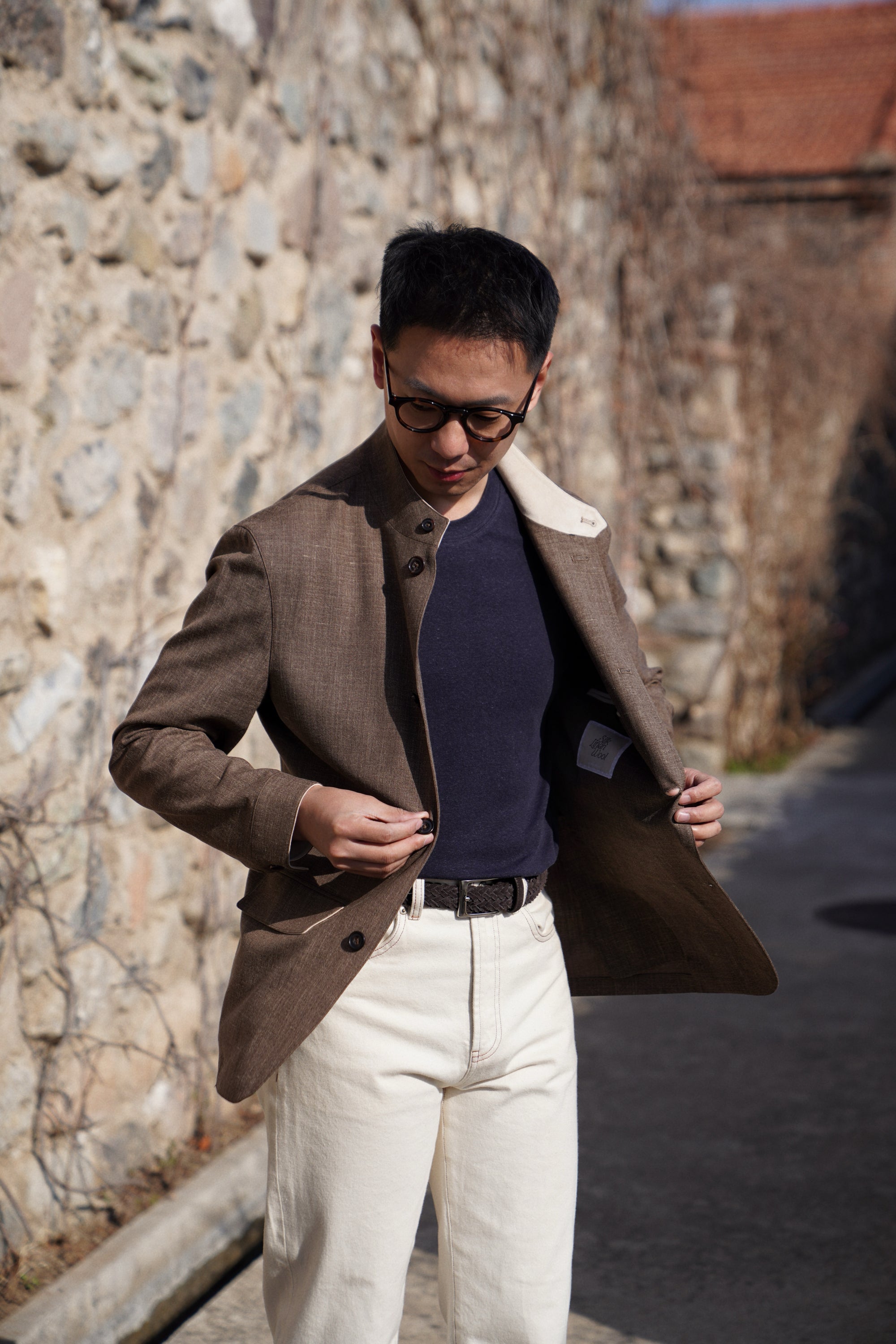Brown Silk Linen Wool Earl Jacket #259