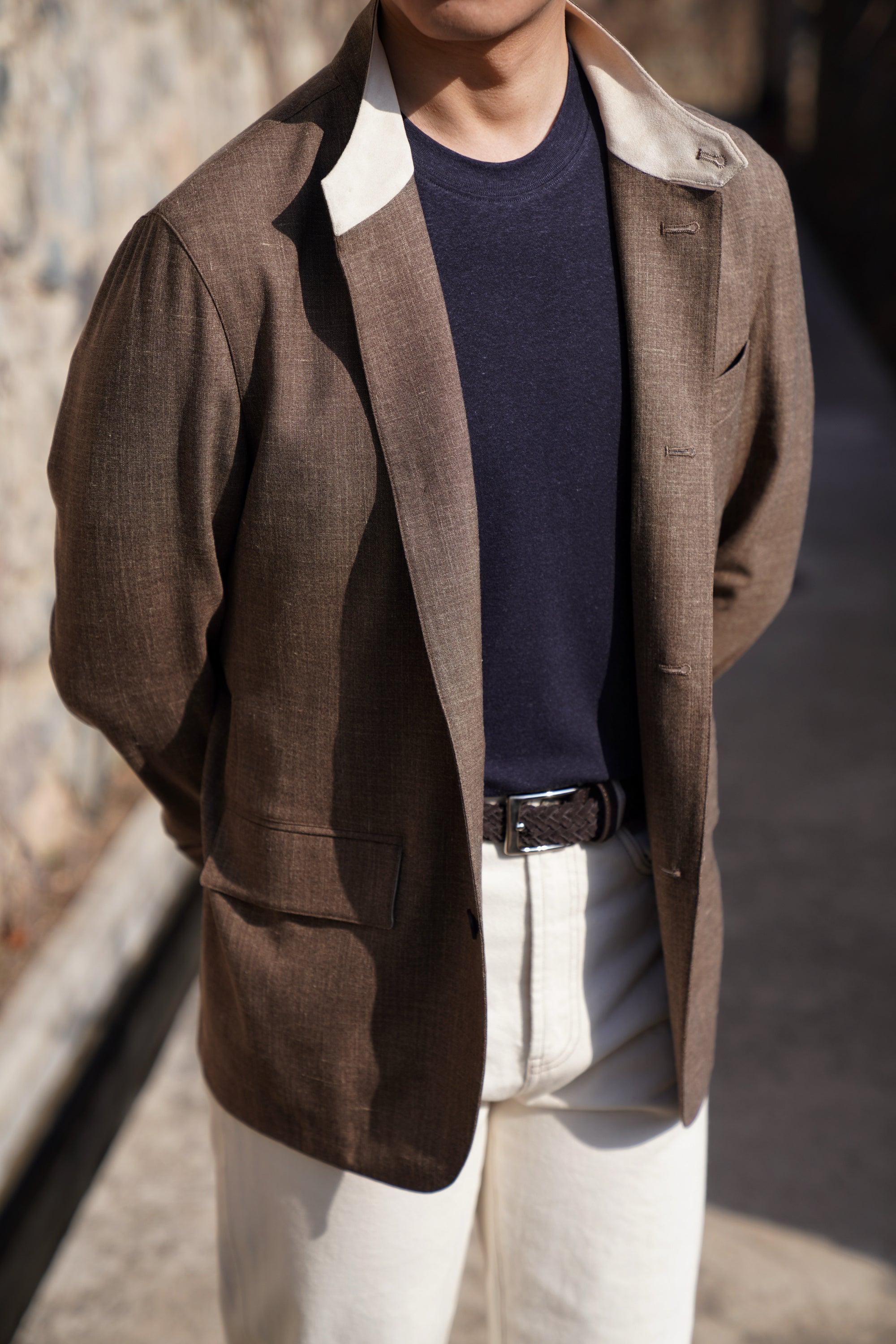Brown Silk Linen Wool Earl Jacket #259