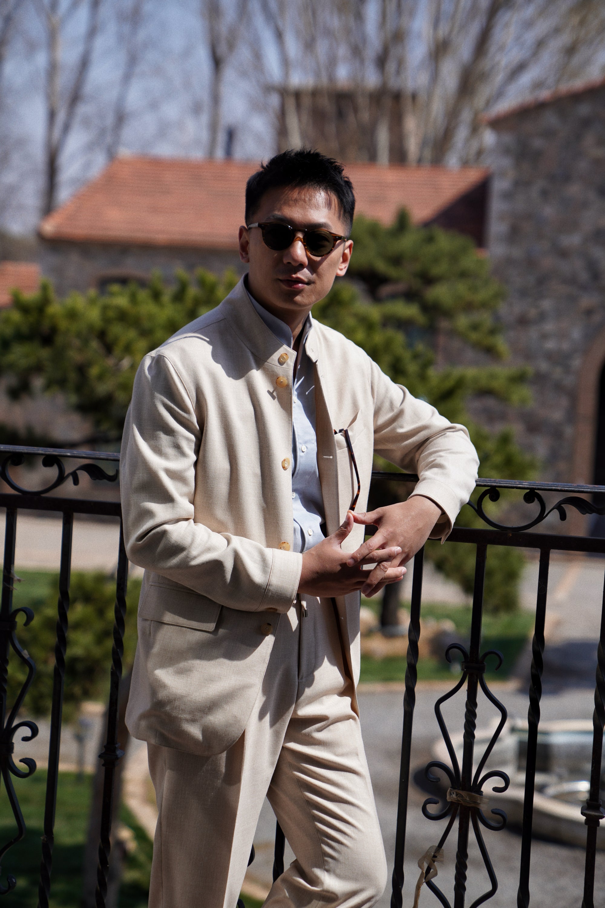 Beige Silk Linen Wool Earl Jacket #265