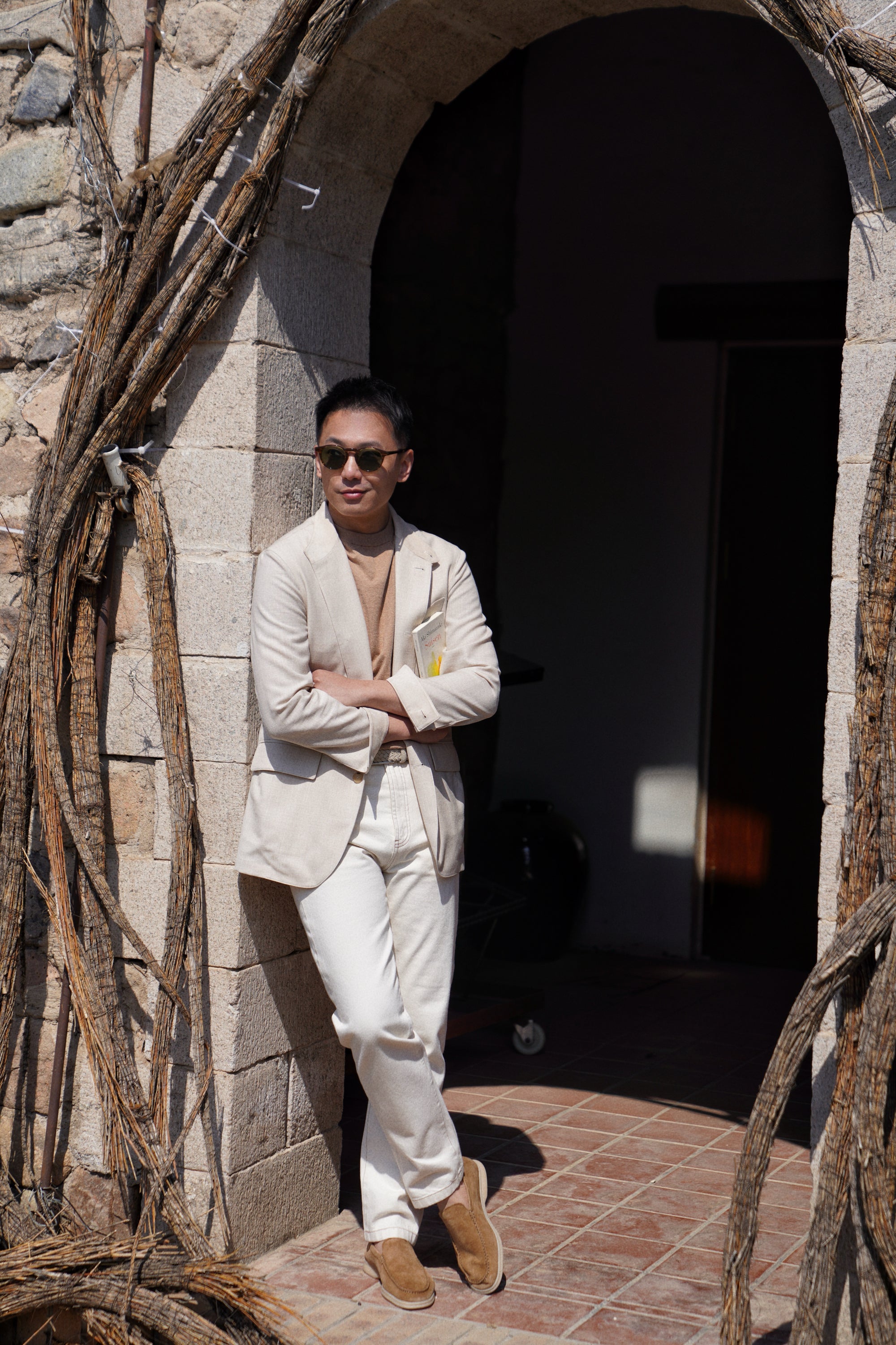 Beige Silk Linen Wool Earl Jacket #265