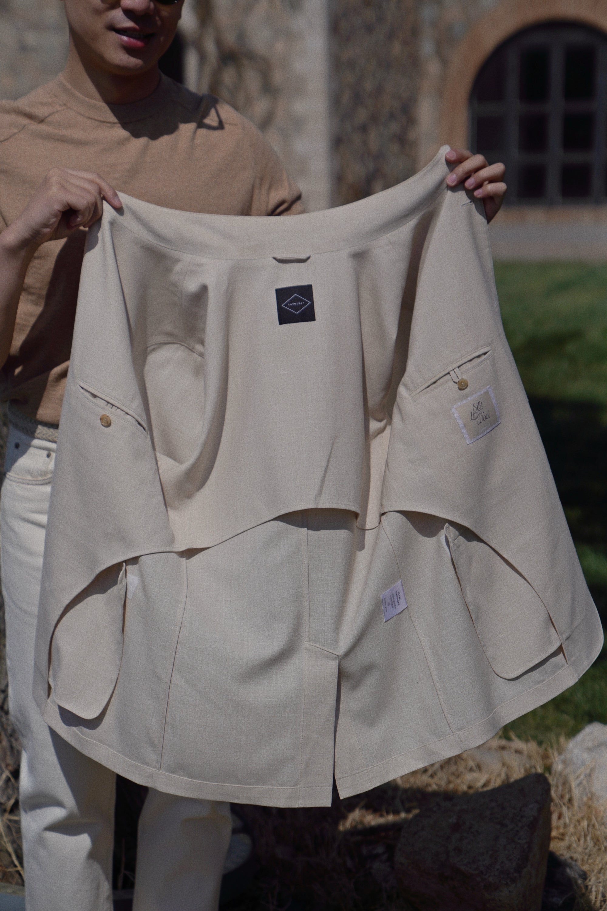 Beige Silk Linen Wool Earl Jacket #265